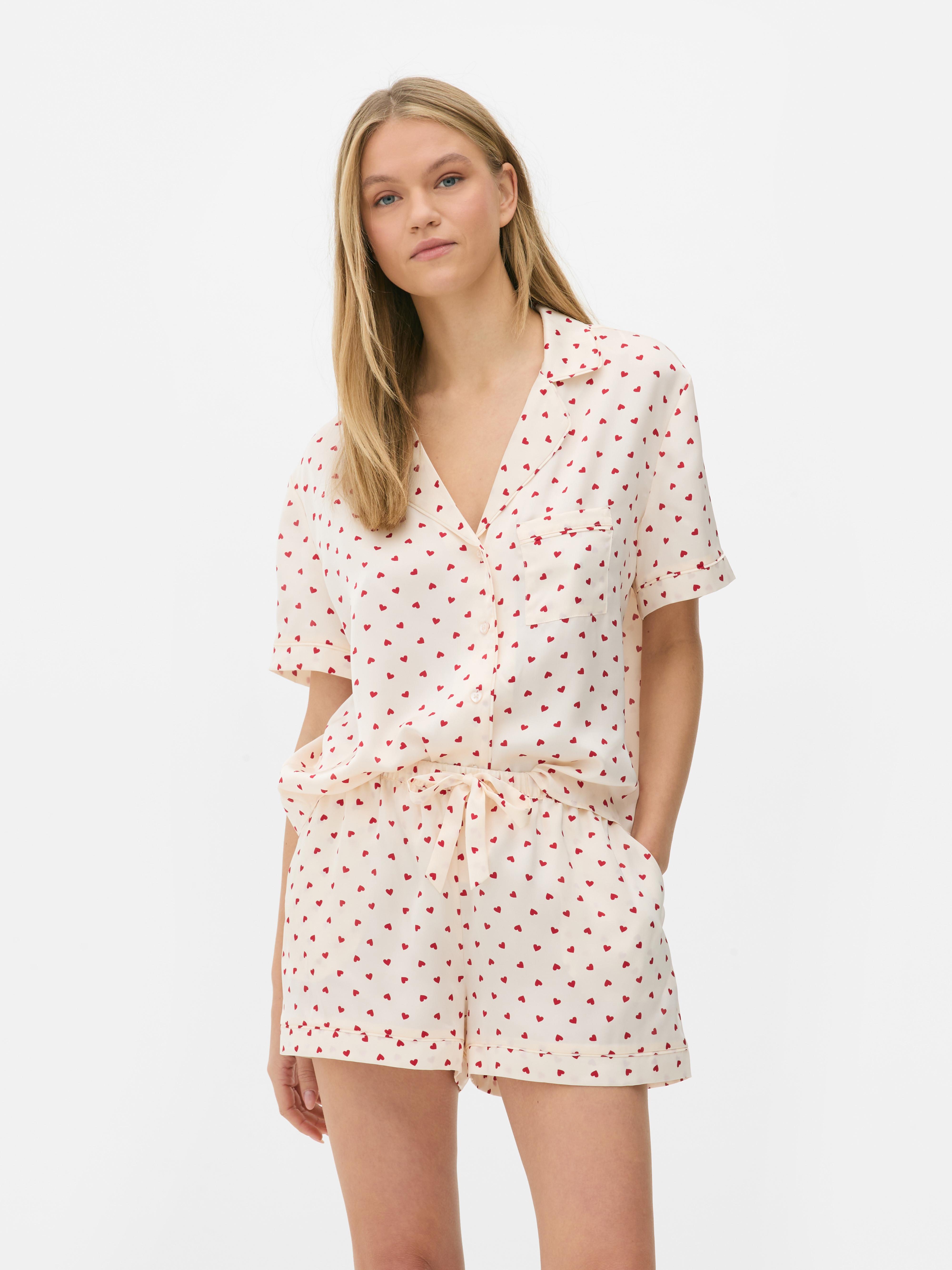Satin Pyjama Shirt and Shorts Set