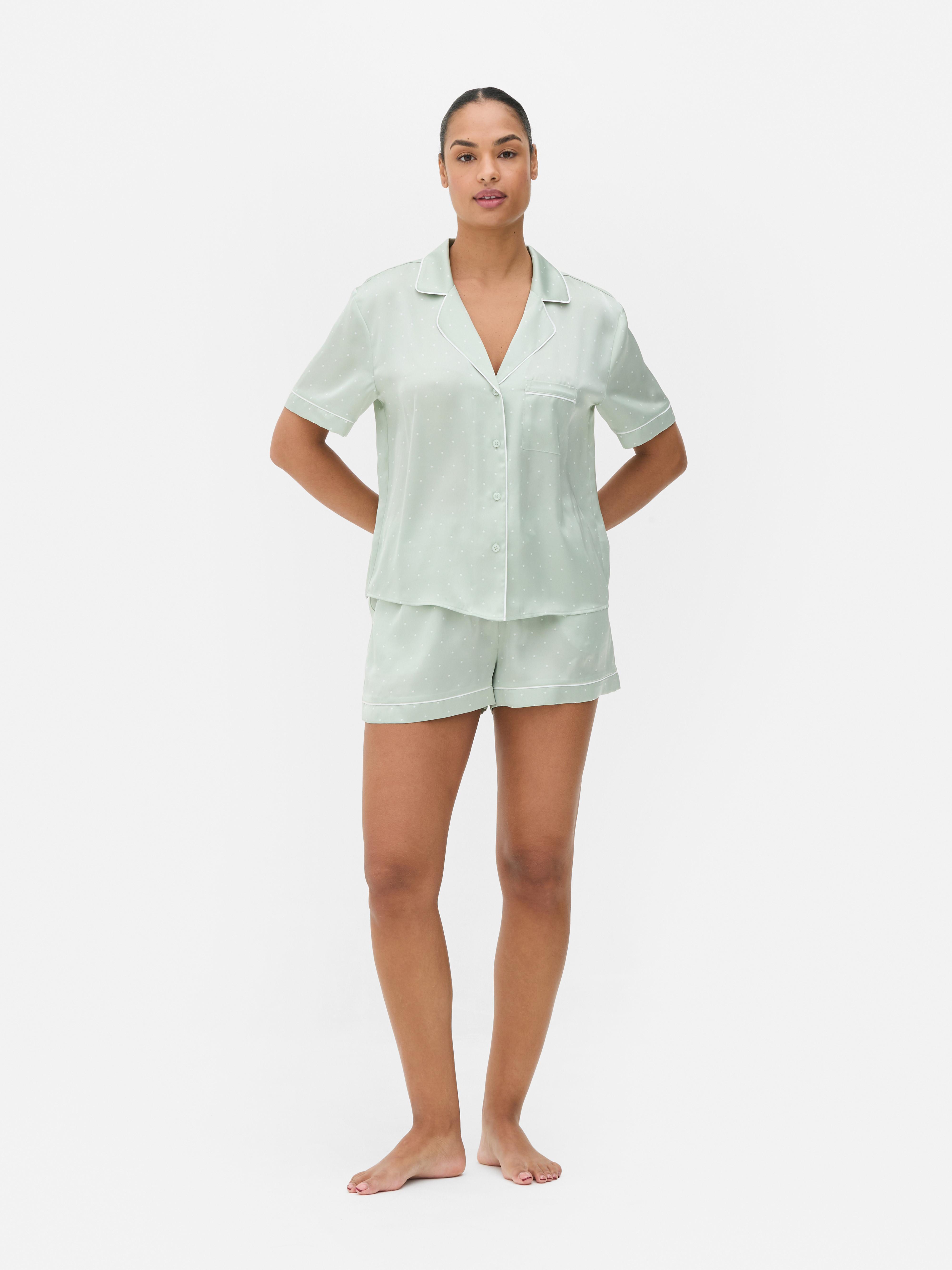 Satin Pyjama Shirt and Shorts Set