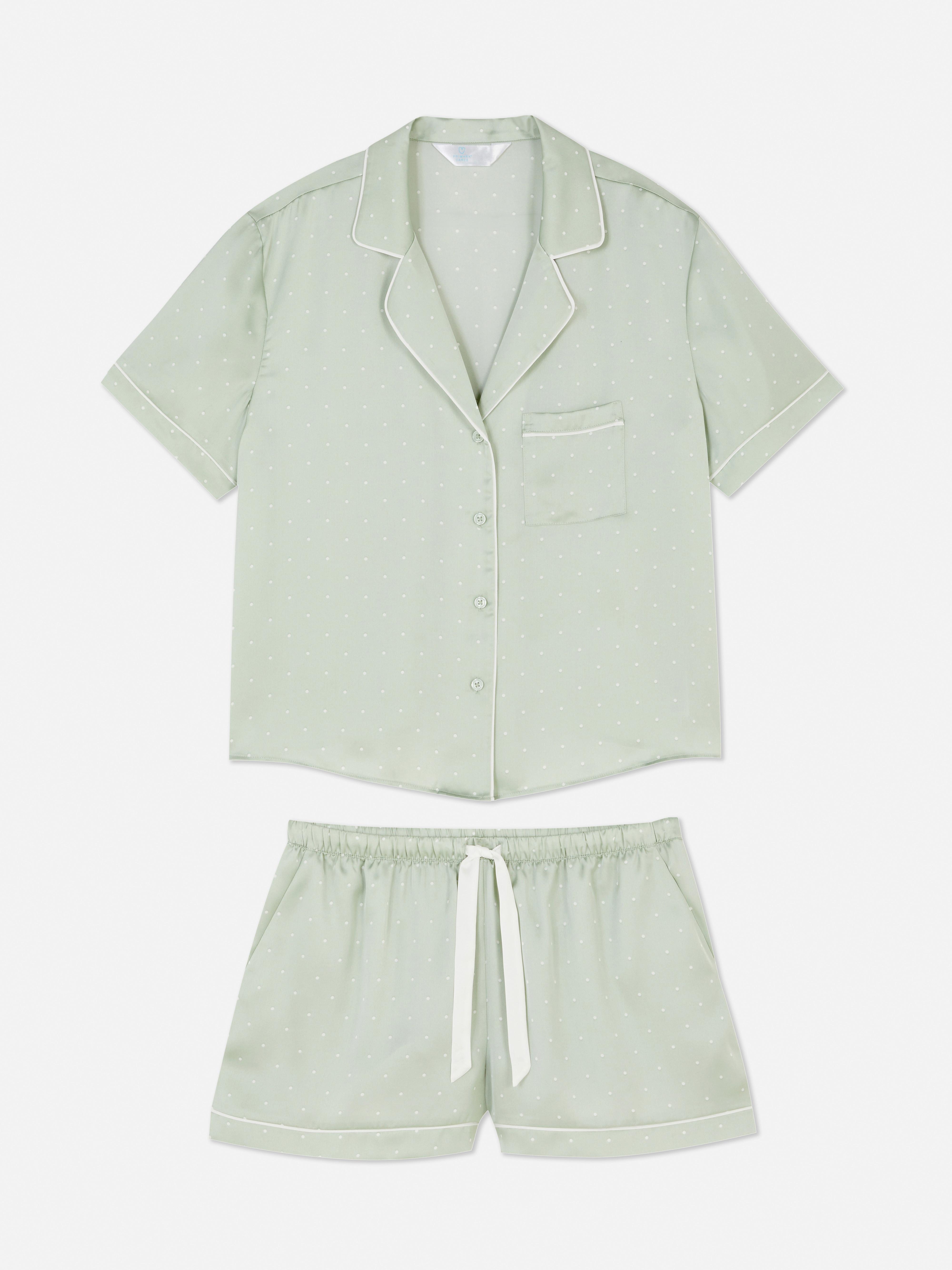 Satin-Schlafanzug mit Hemd und Shorts