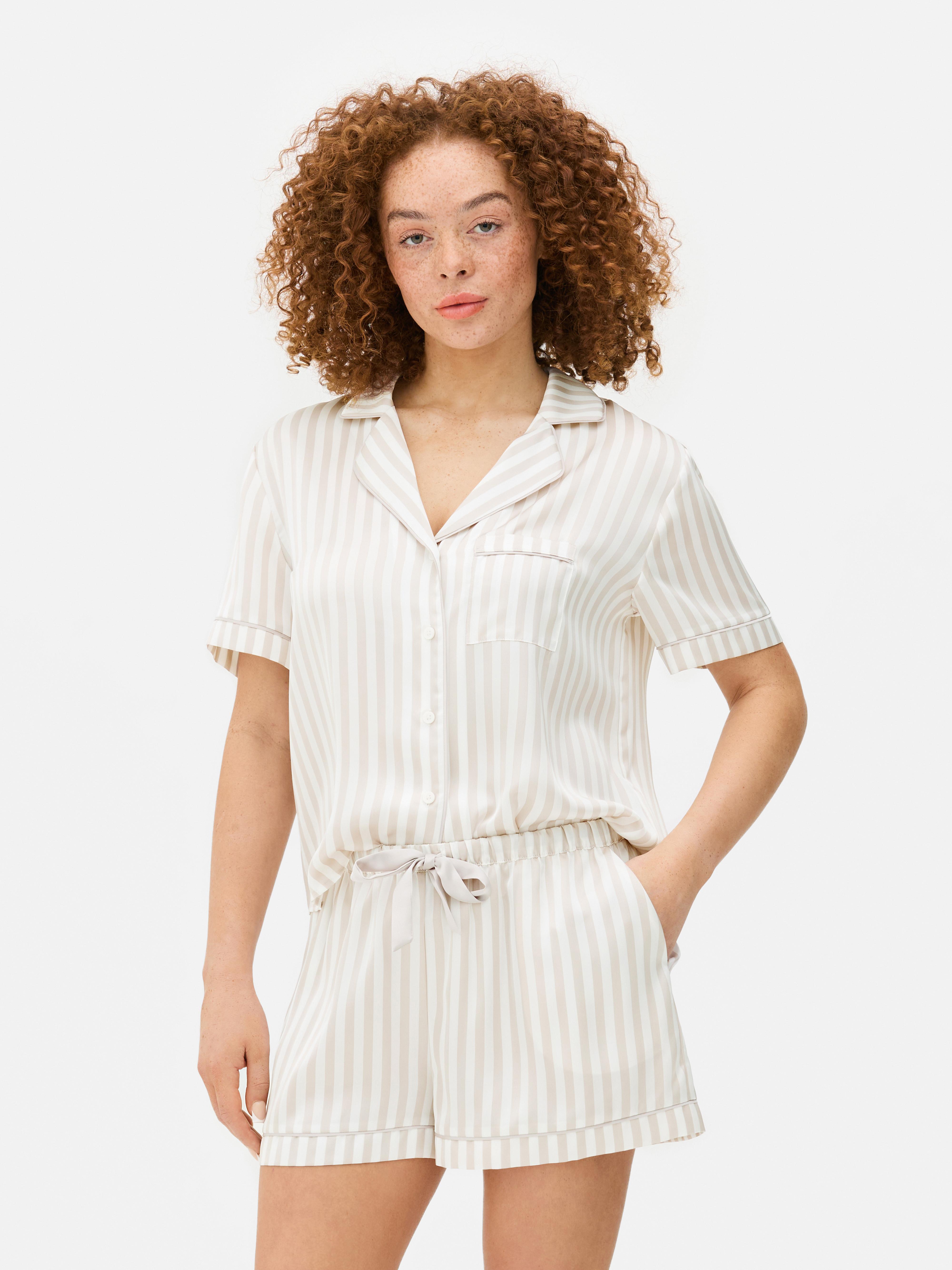 Satin Pyjama Shirt and Shorts Set