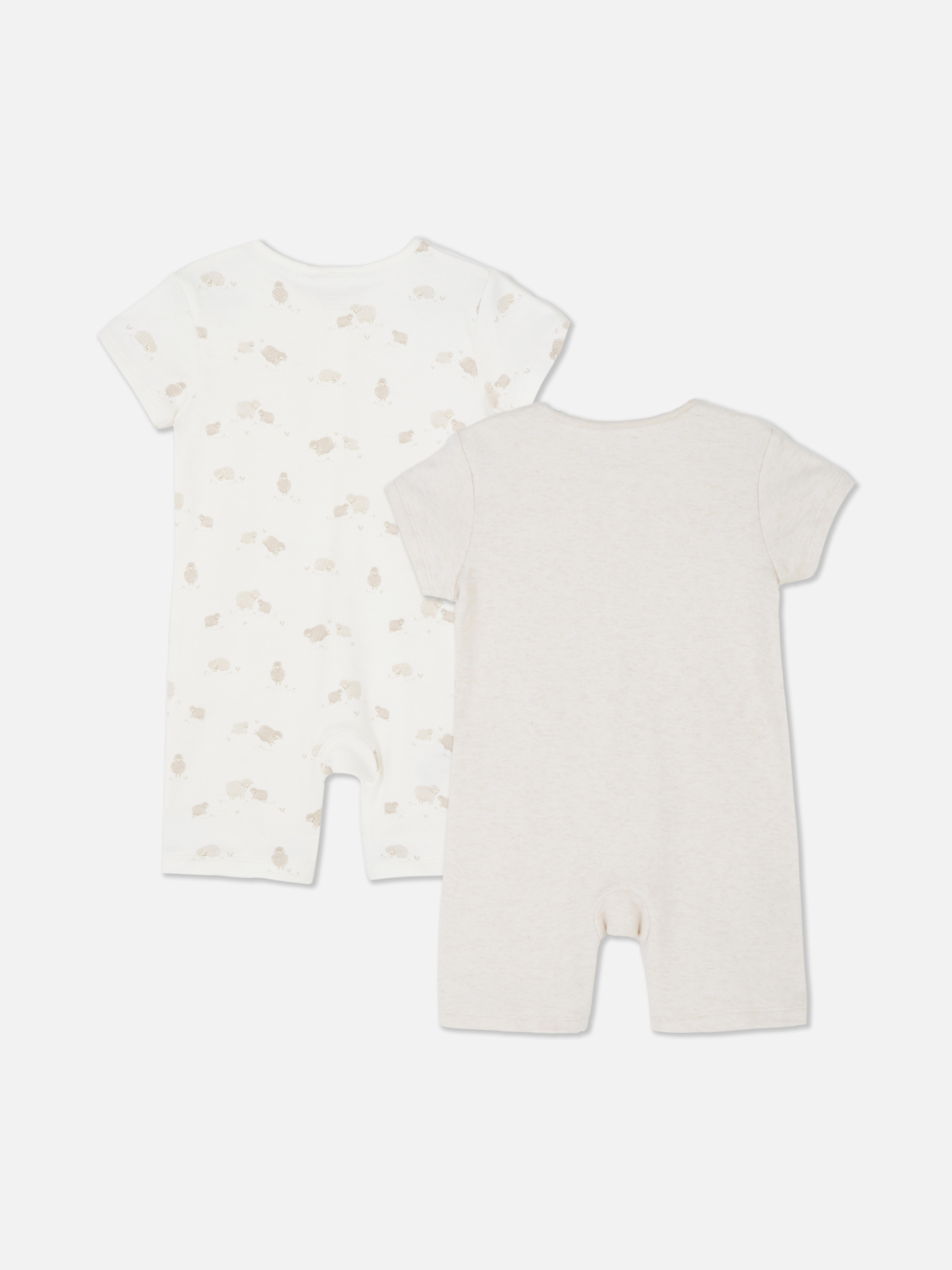 2pk Zip-Up Short Sleeve Sleepsuits