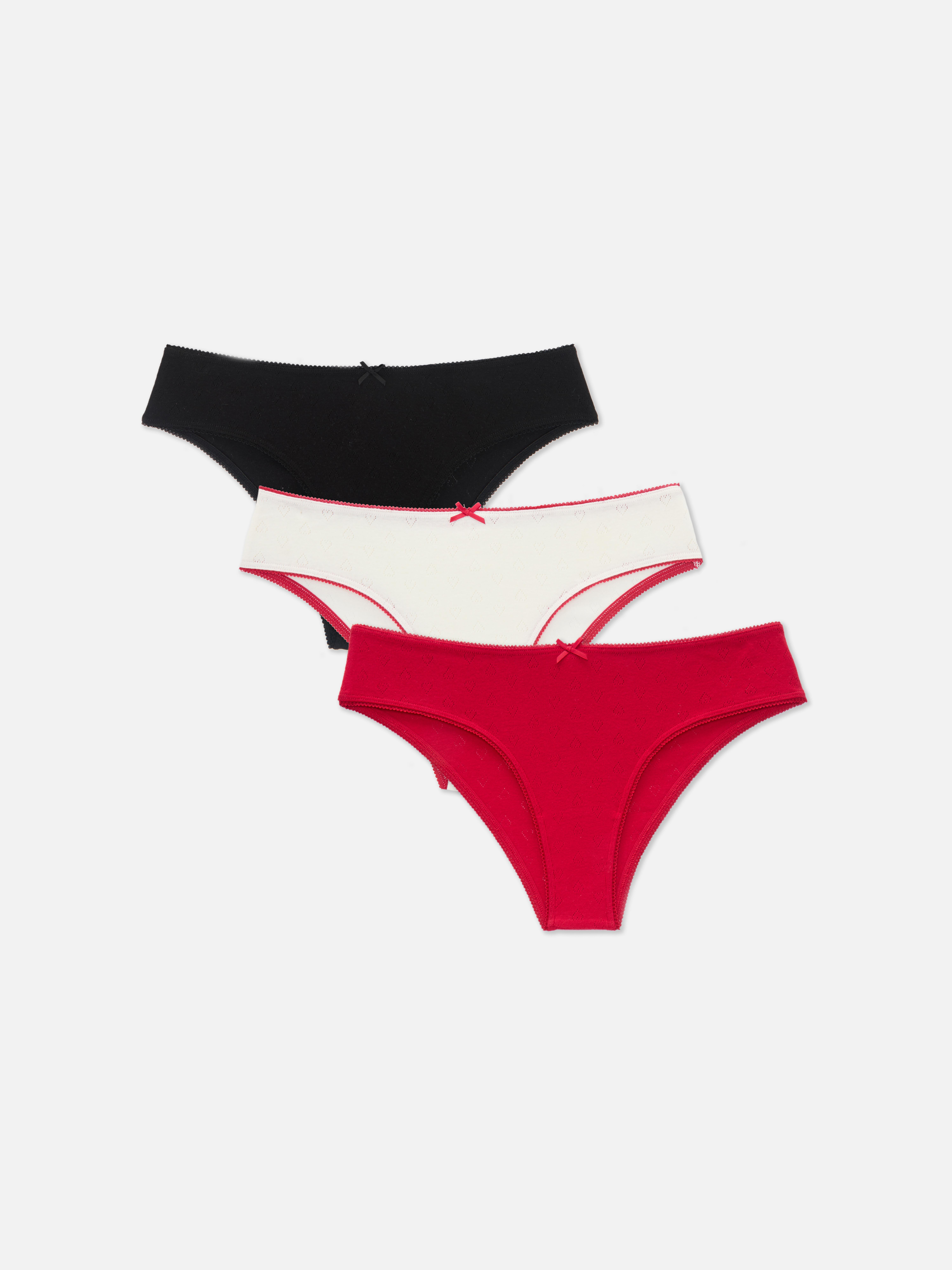 Brazilian slips met ajour, set van 3 Rood