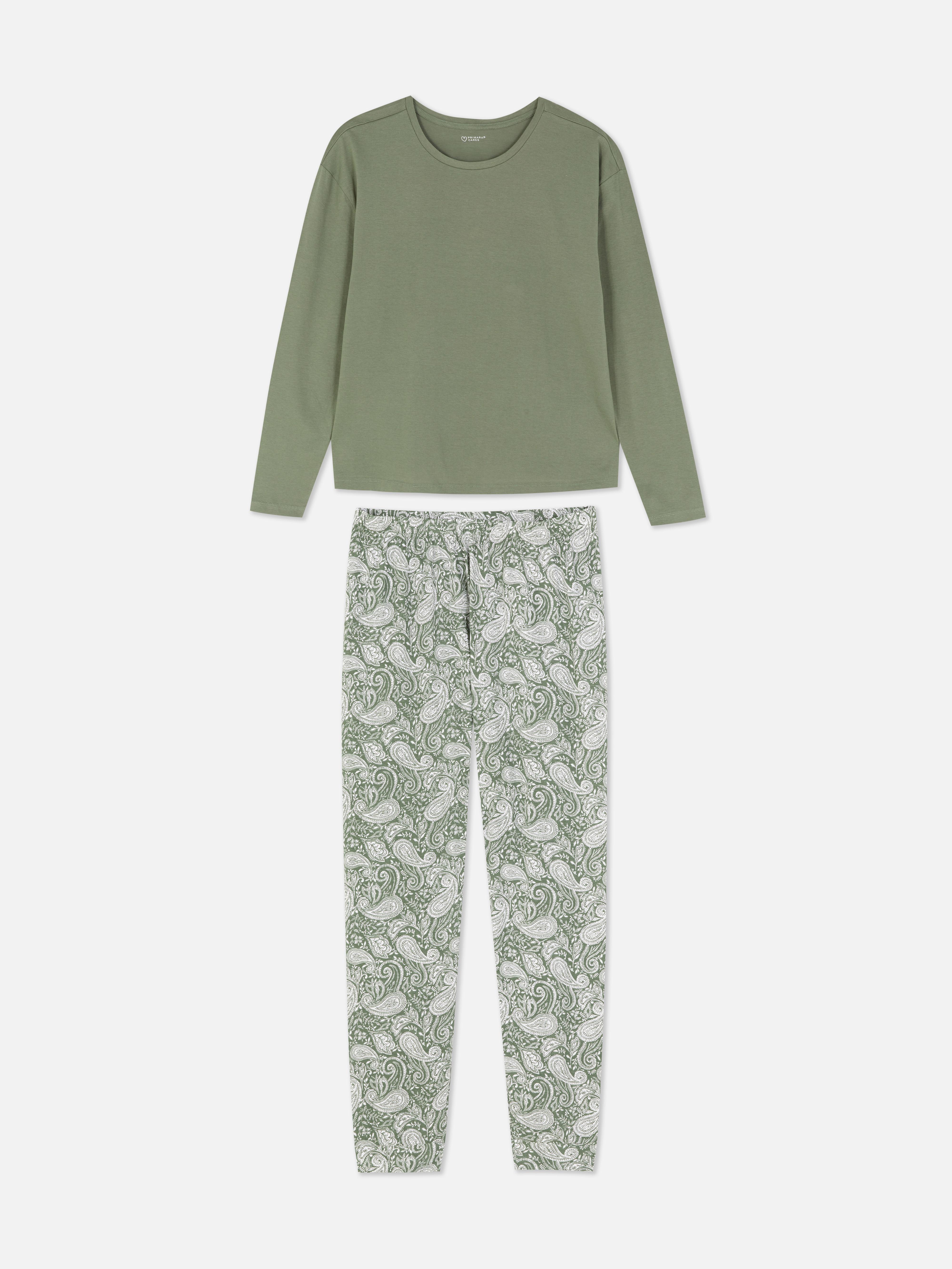 Jersey pyjamaset met lange mouwen Kaki