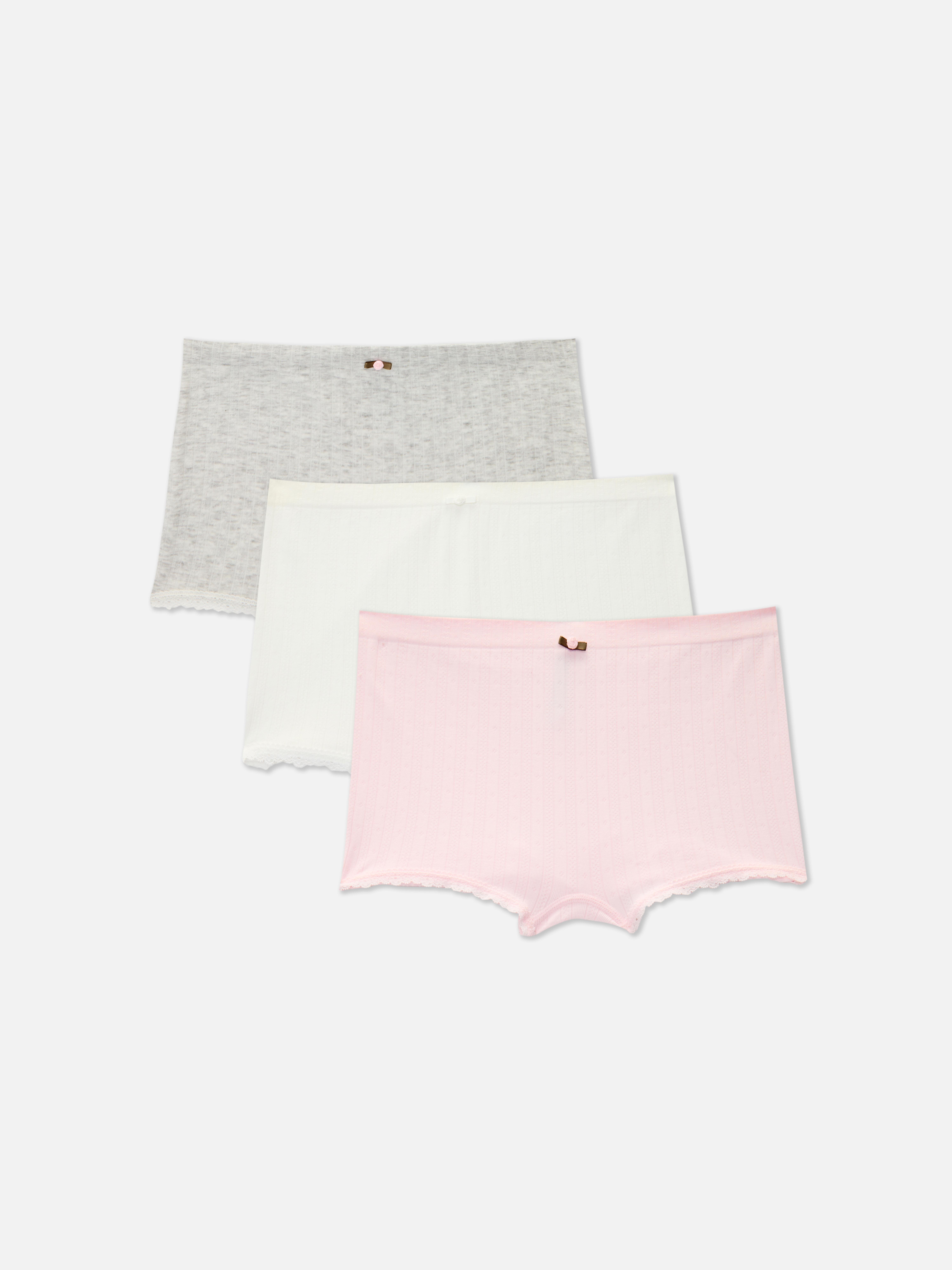 Nahtlose Pointelle-Shorts im Boyfriend-Look, 3er-Pack