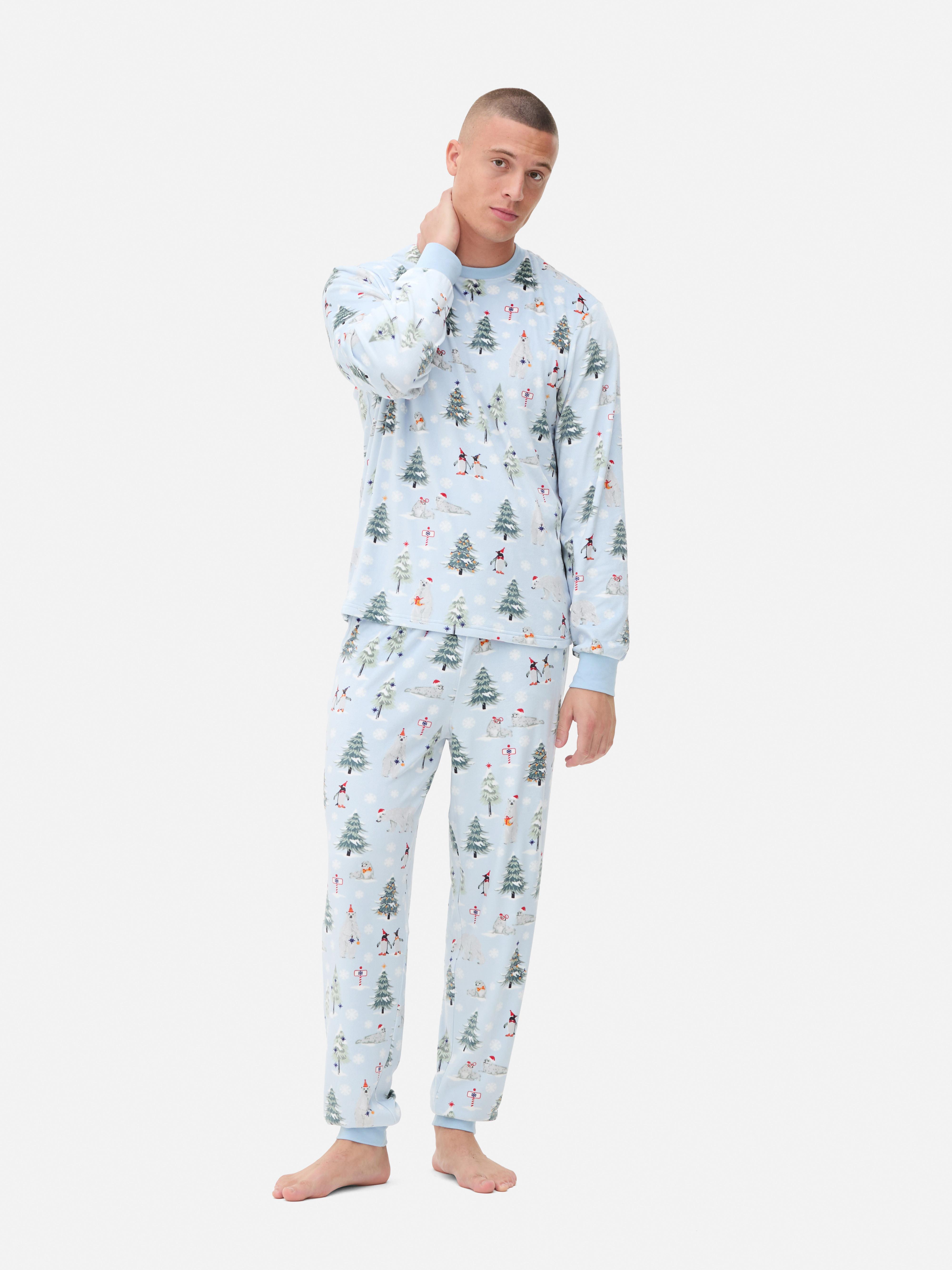 Mens Blue Men s Fleece Christmas Family Pyjamas Primark