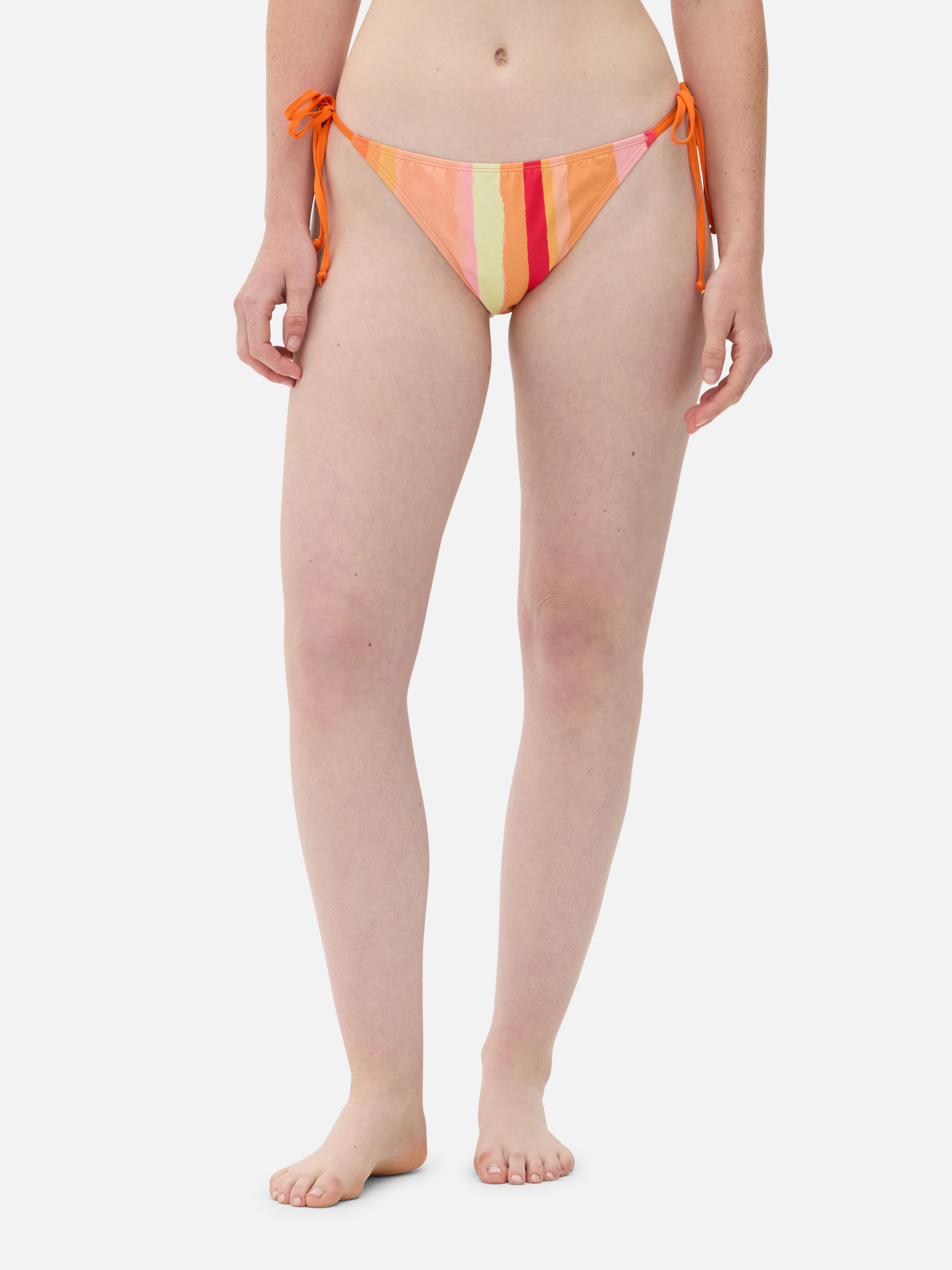 Printed Tie-Side Bikini Bottoms