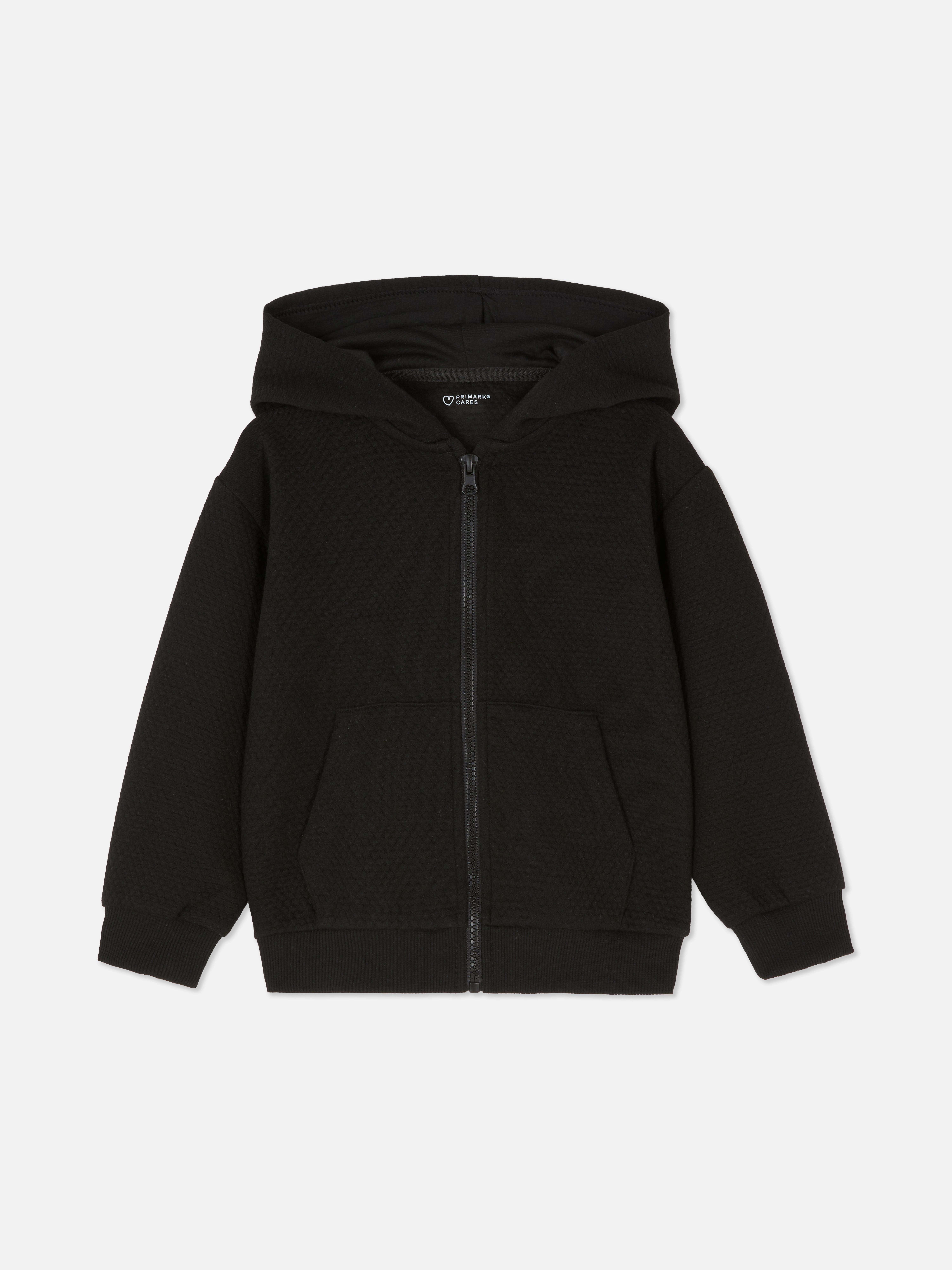 Boys Black Textured Zip Hoodie | Primark