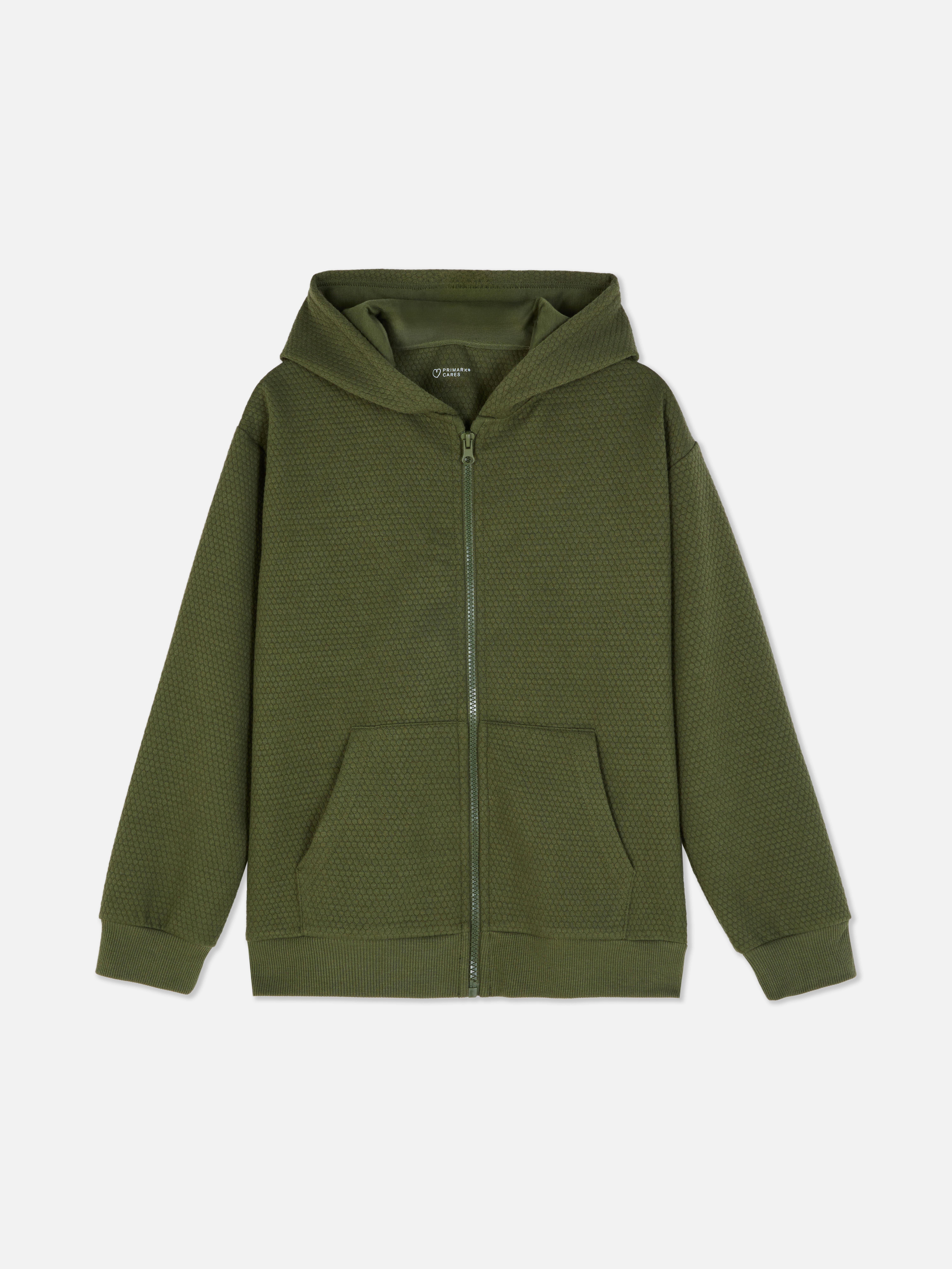 Sweat texturé à capuche zippé
