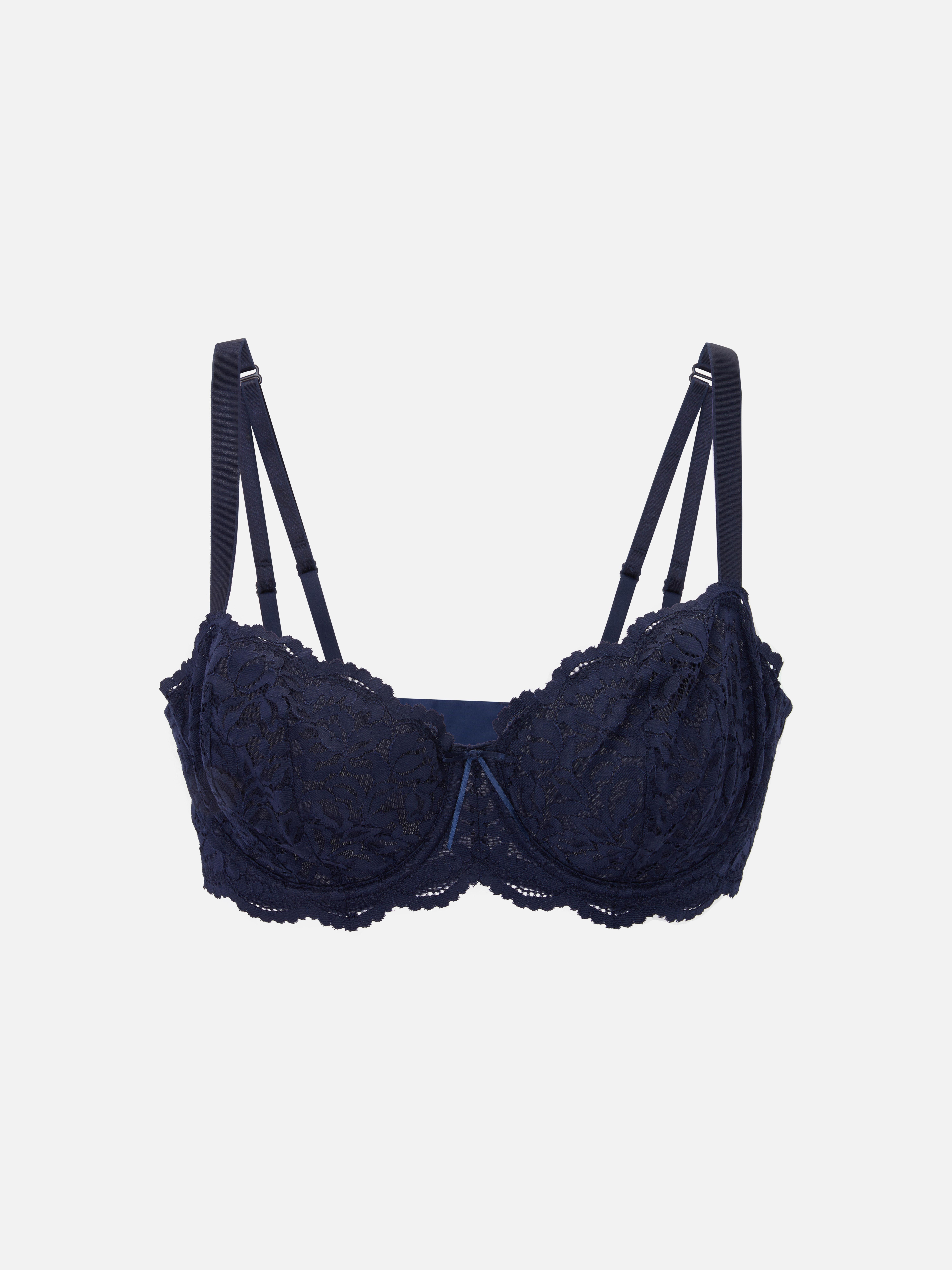 Kanten balconettebeha, cup D-H Marineblauw