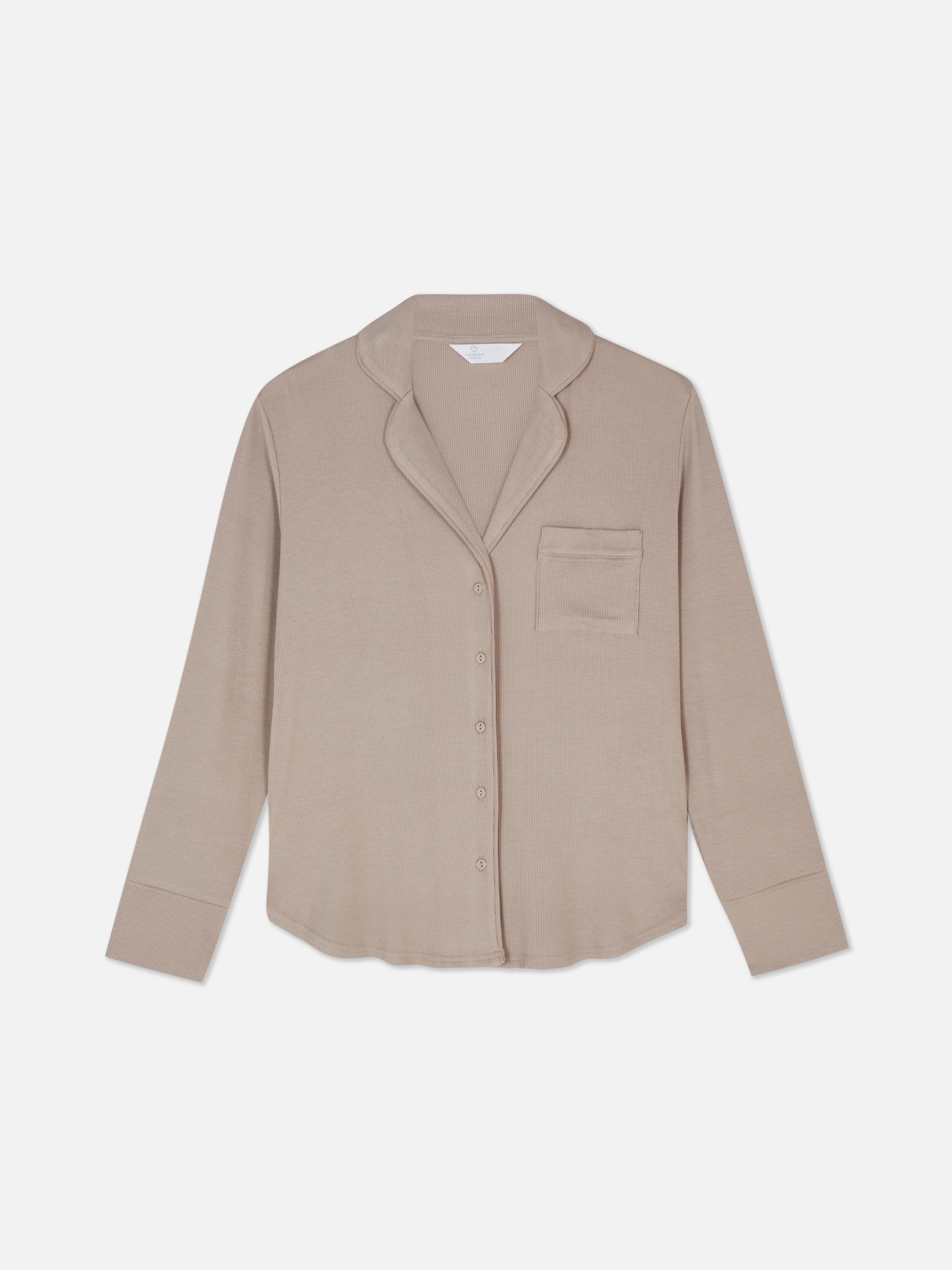 Ribbed Pyjama Shirt Mocha