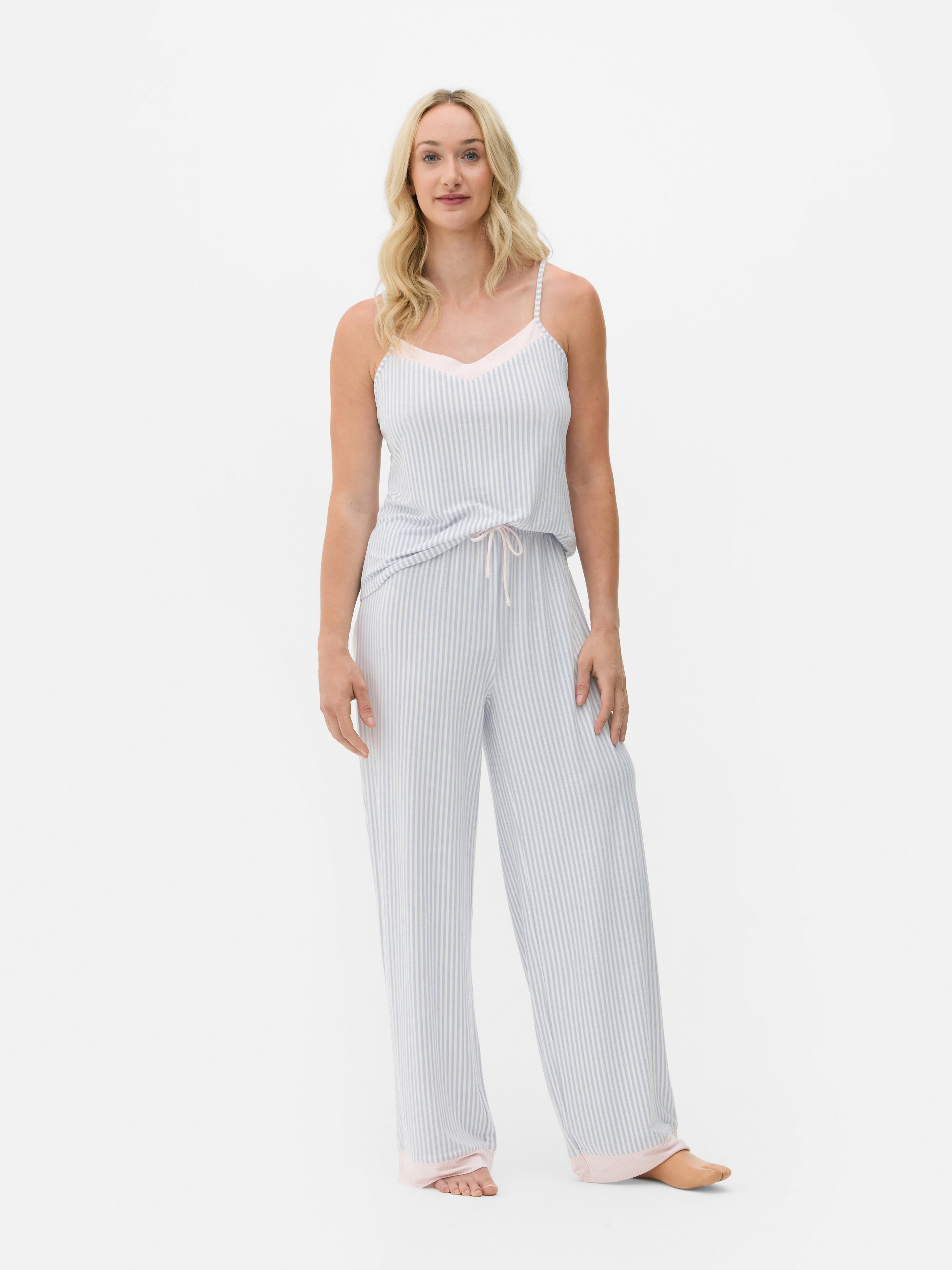 Pijama top alças riscas