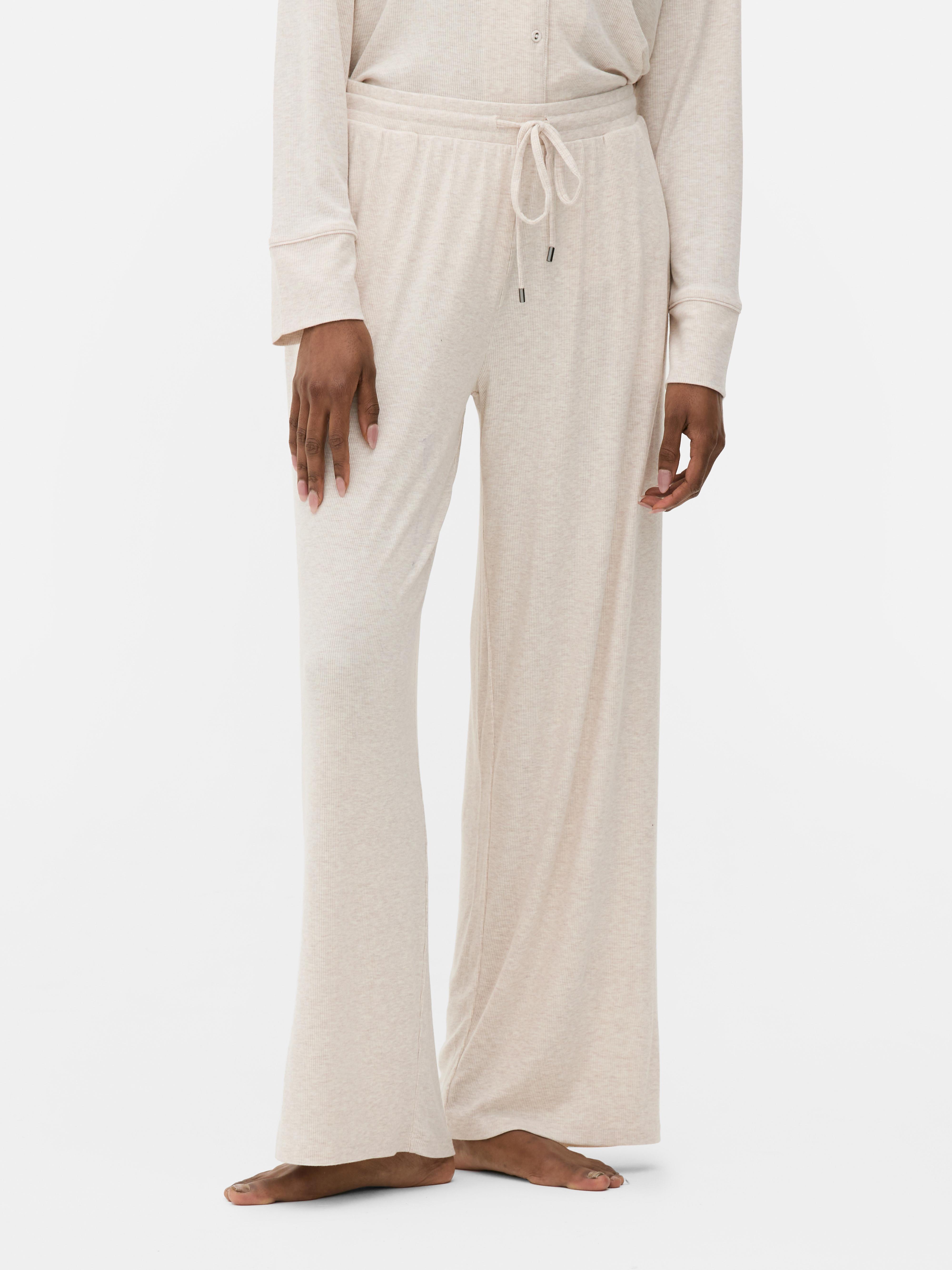 Pantalones de pijama acanalados de pernera ancha