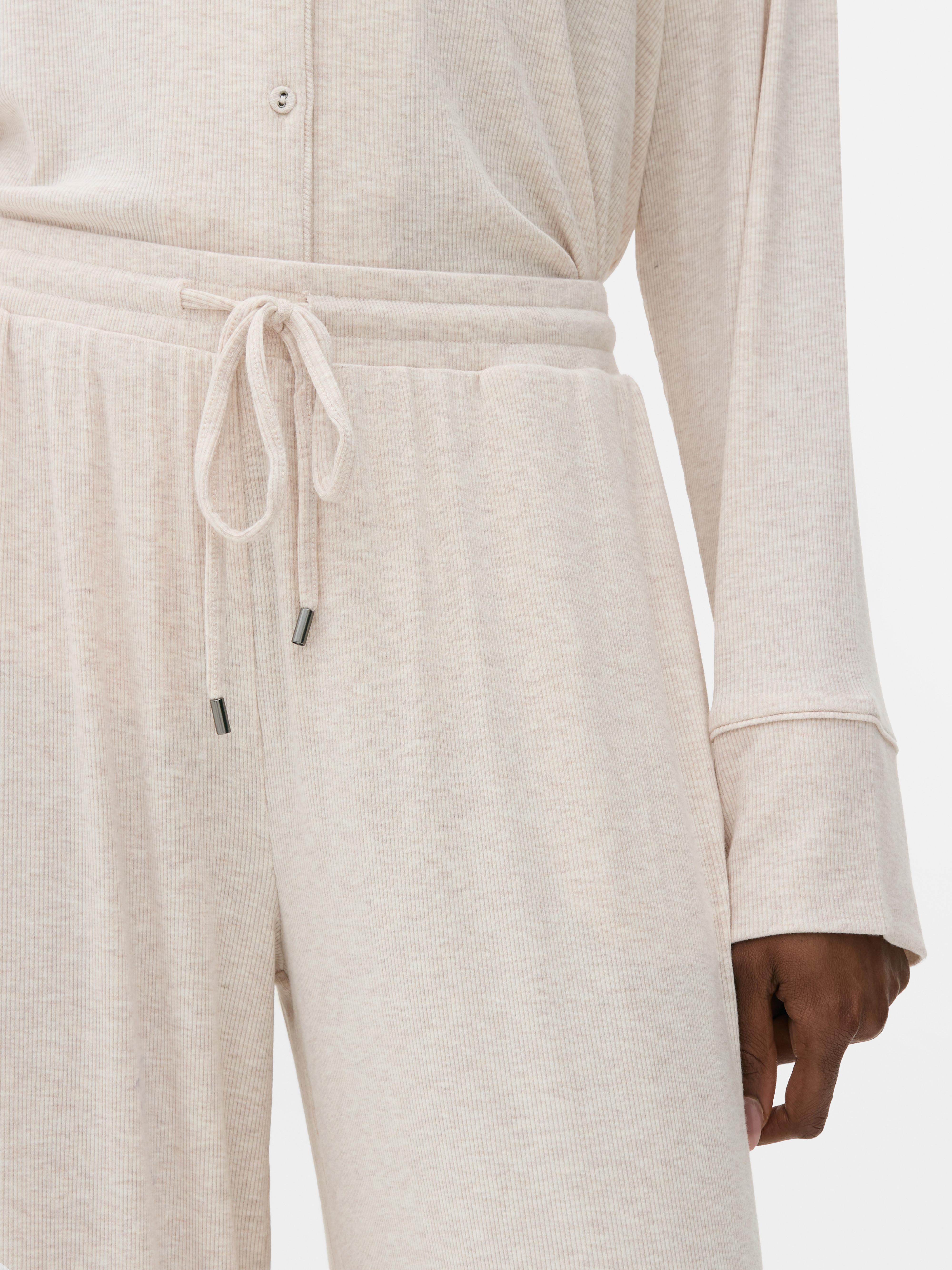 Pantalones de pijama acanalados de pernera ancha