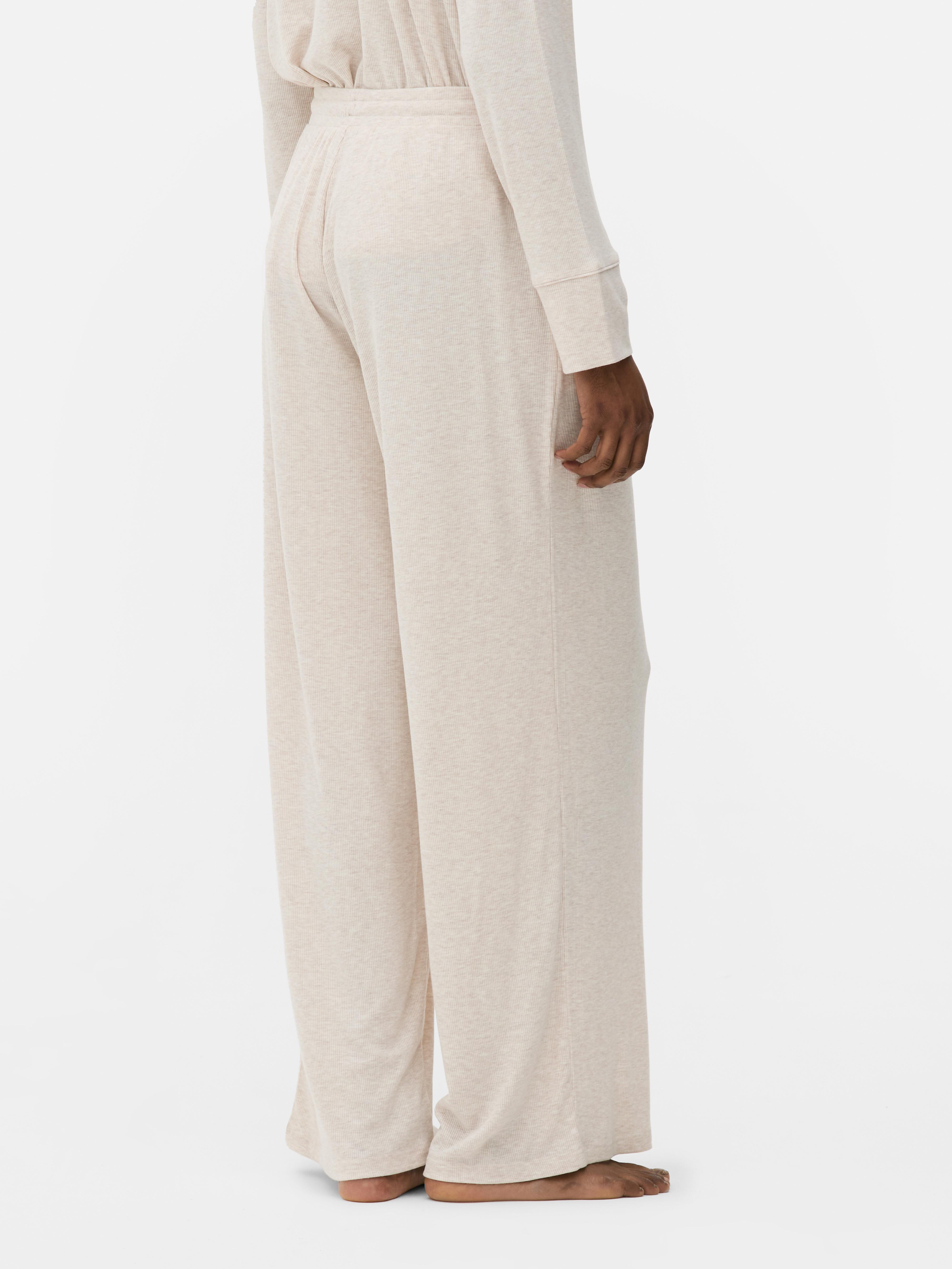 Pantalones de pijama acanalados de pernera ancha