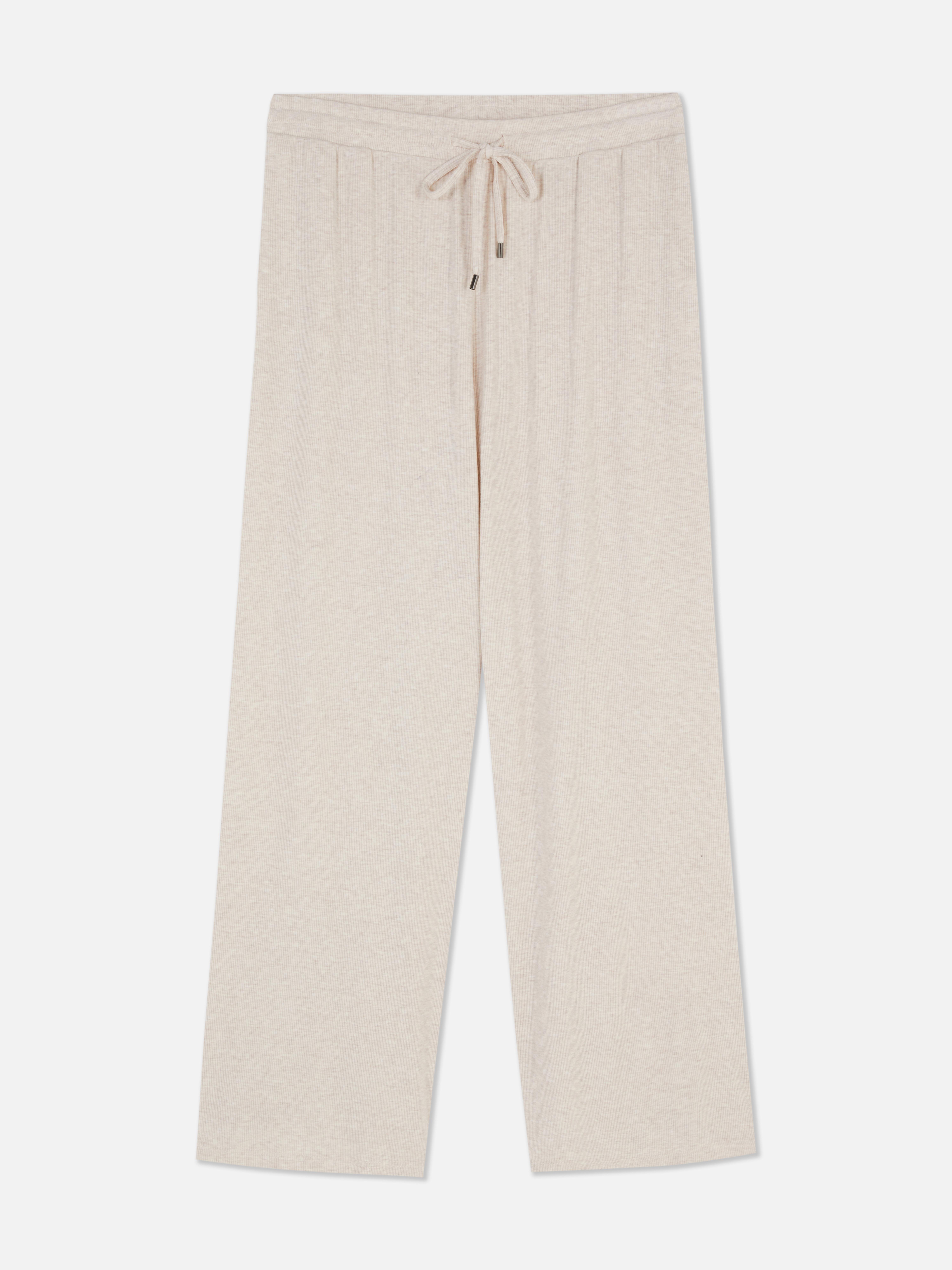 Pantalones de pijama acanalados de pernera ancha
