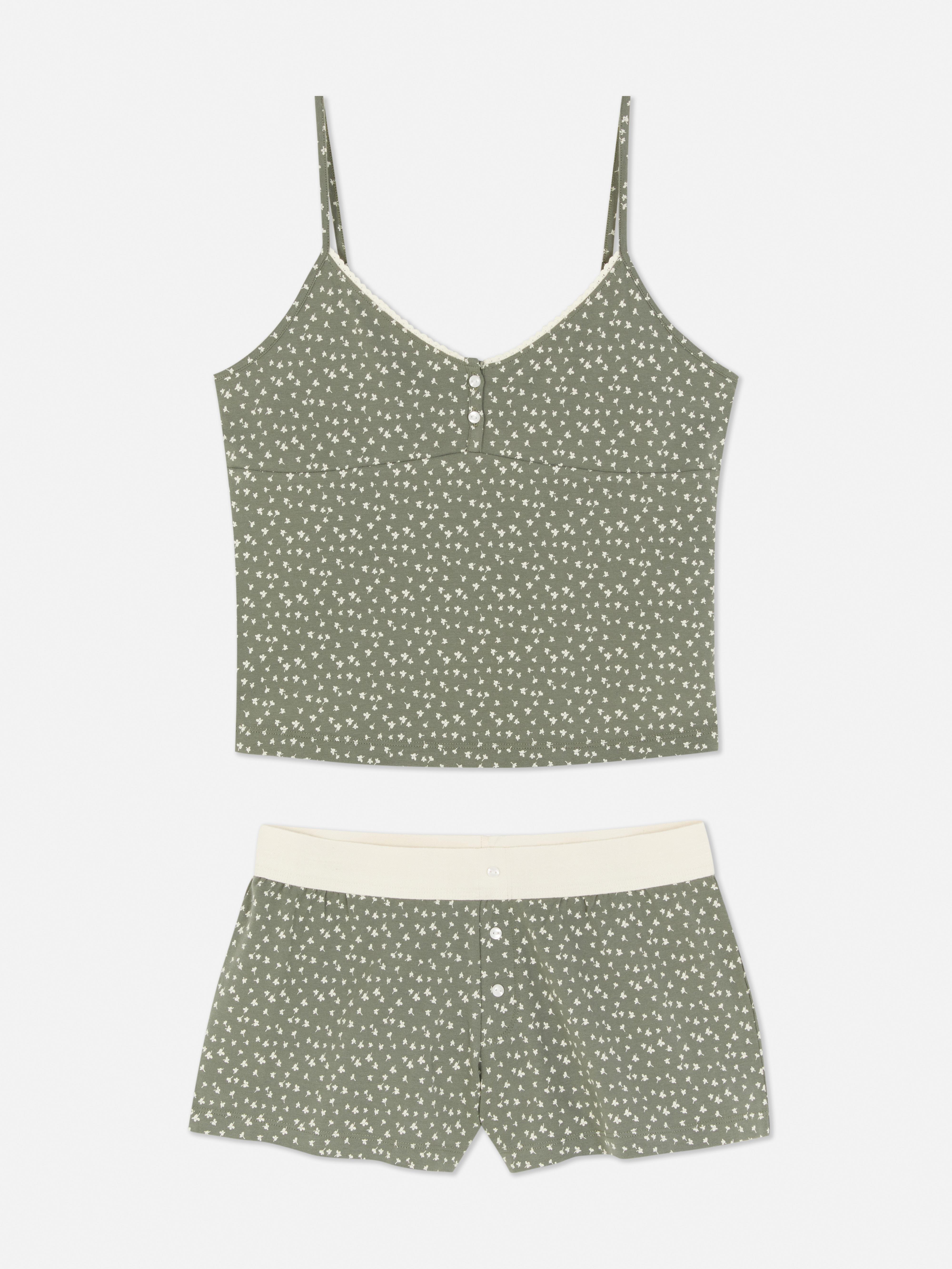 Shorts and Cami Pyjamas Khaki