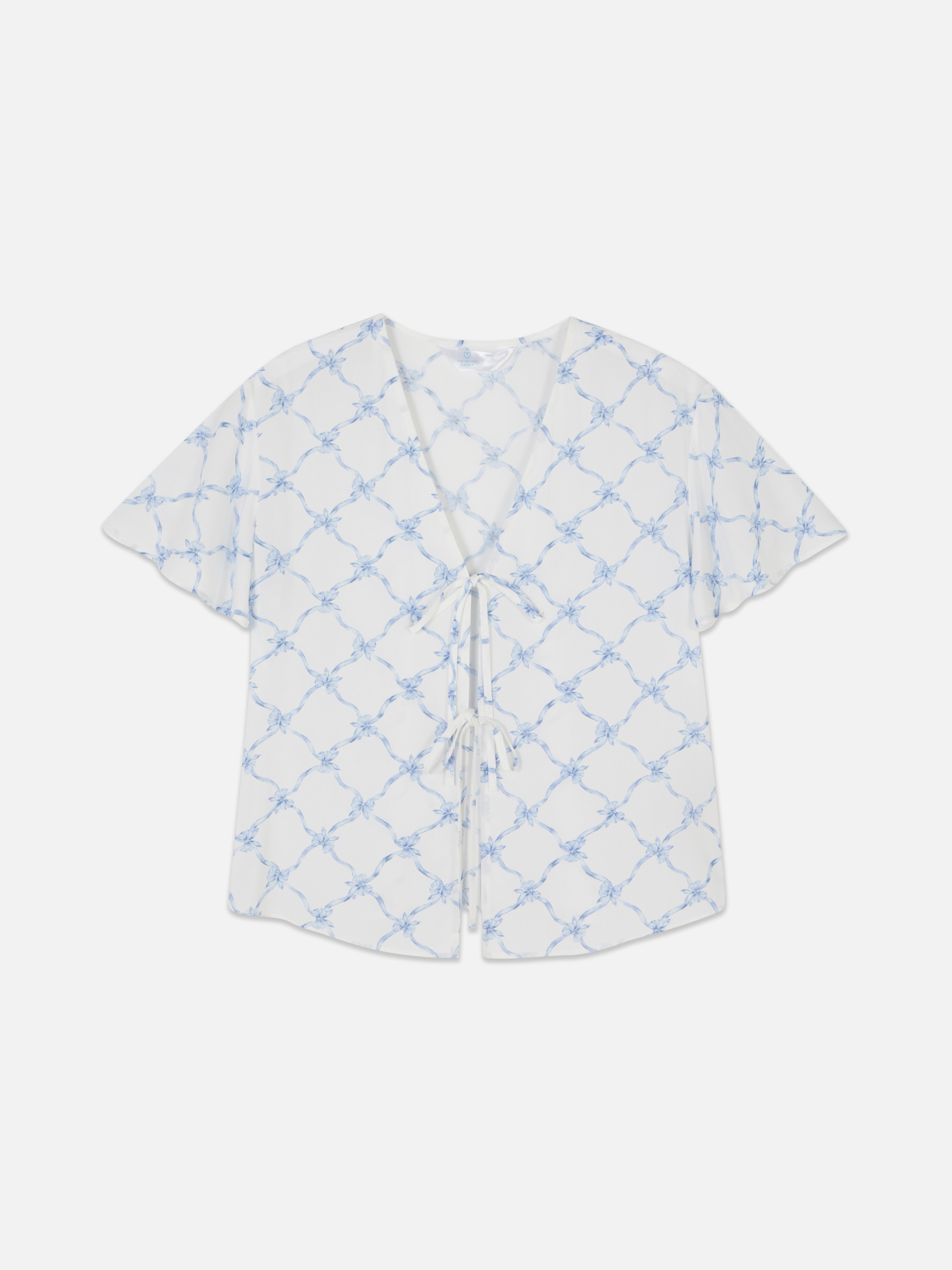 Bow Print Pajama Top