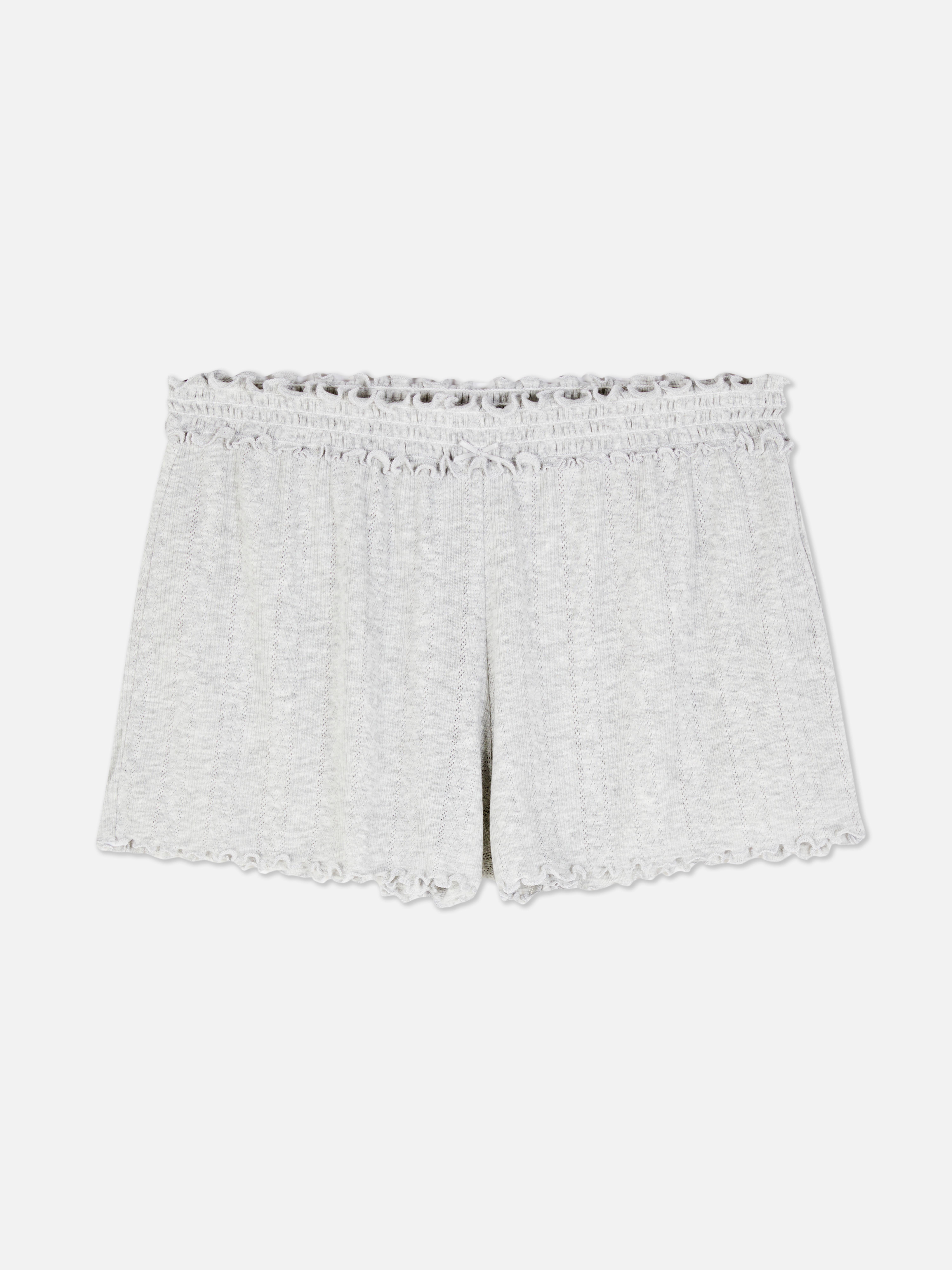 Pyjamashort met geschulpte rand en ajour