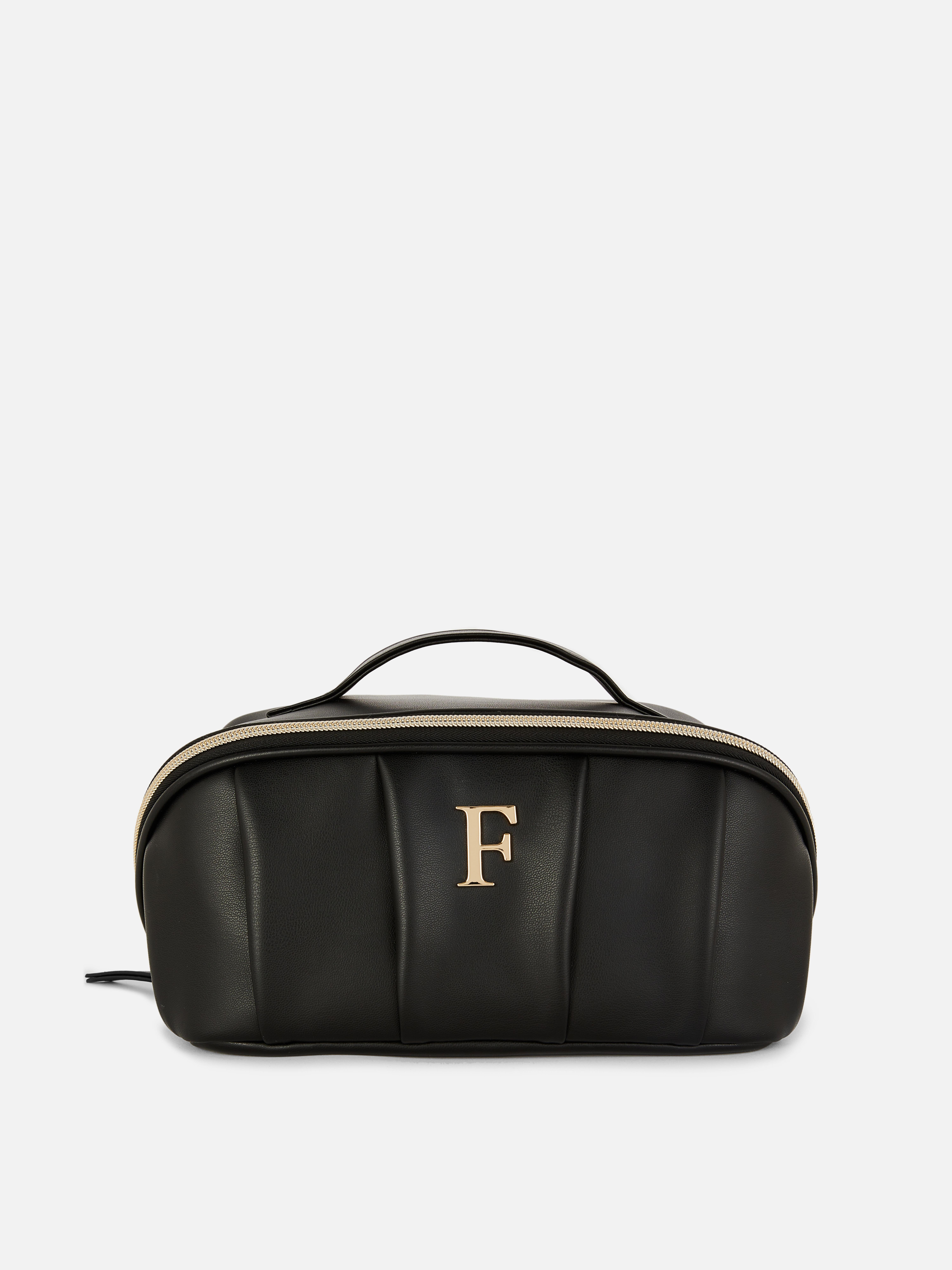 Trousse à maquillage en simili cuir à initiale