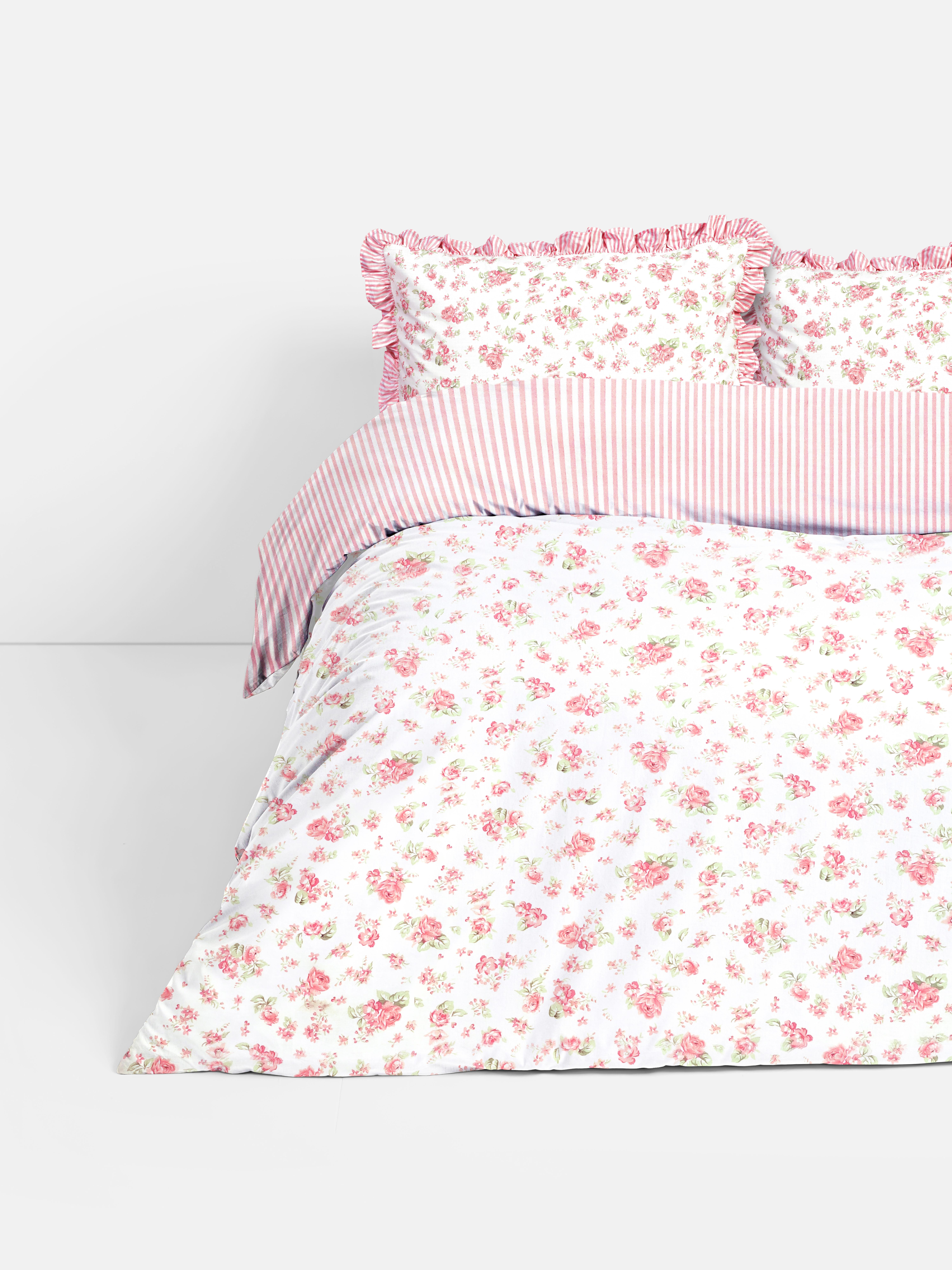 Reversible Rose King Duvet Cover Set