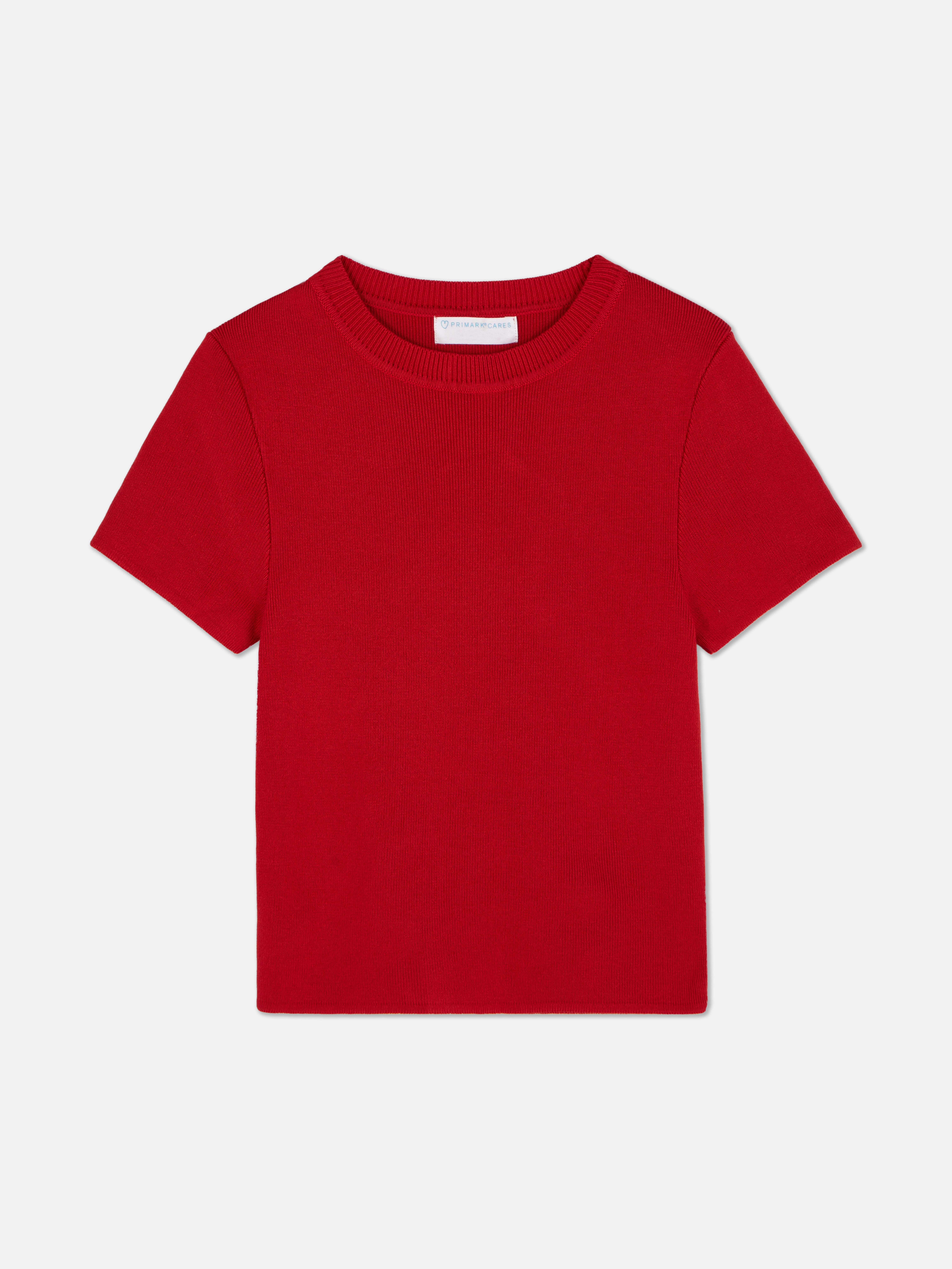 Gebreide top met ronde hals Rood