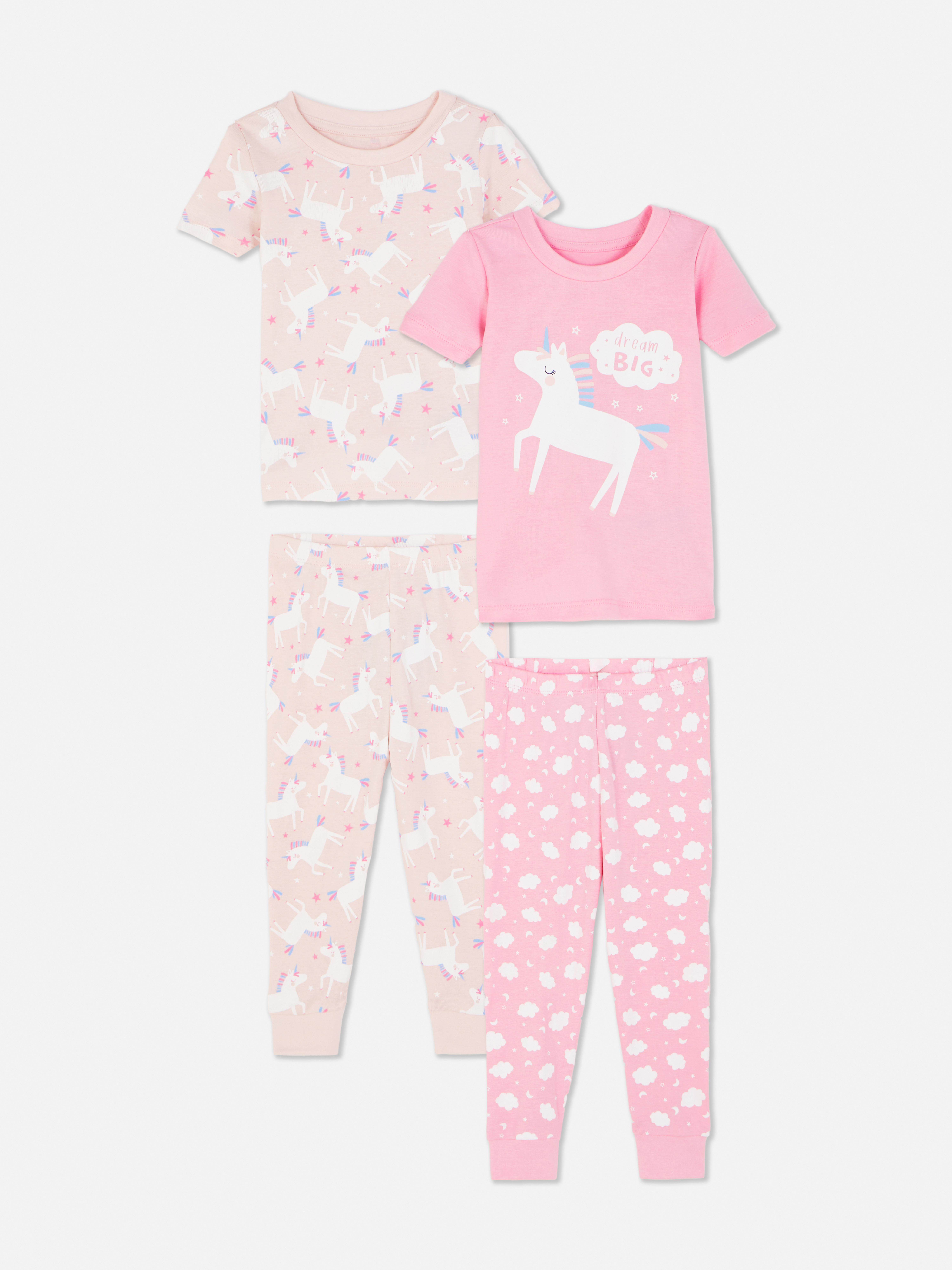 Lange pyjama met eenhoornthema, set van 2