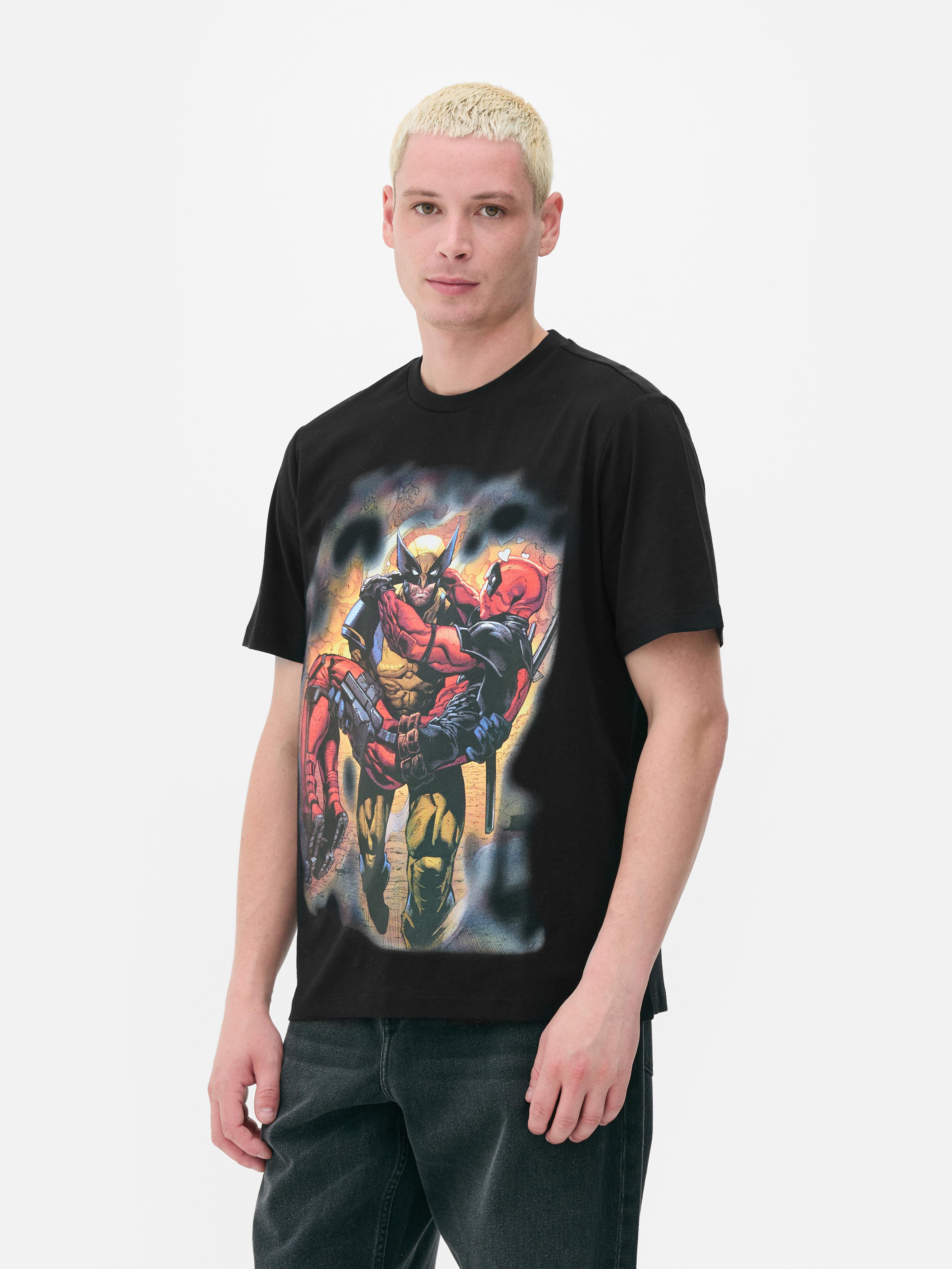 Mens Black MARVEL Deadpool and Wolverine T Shirt Primark