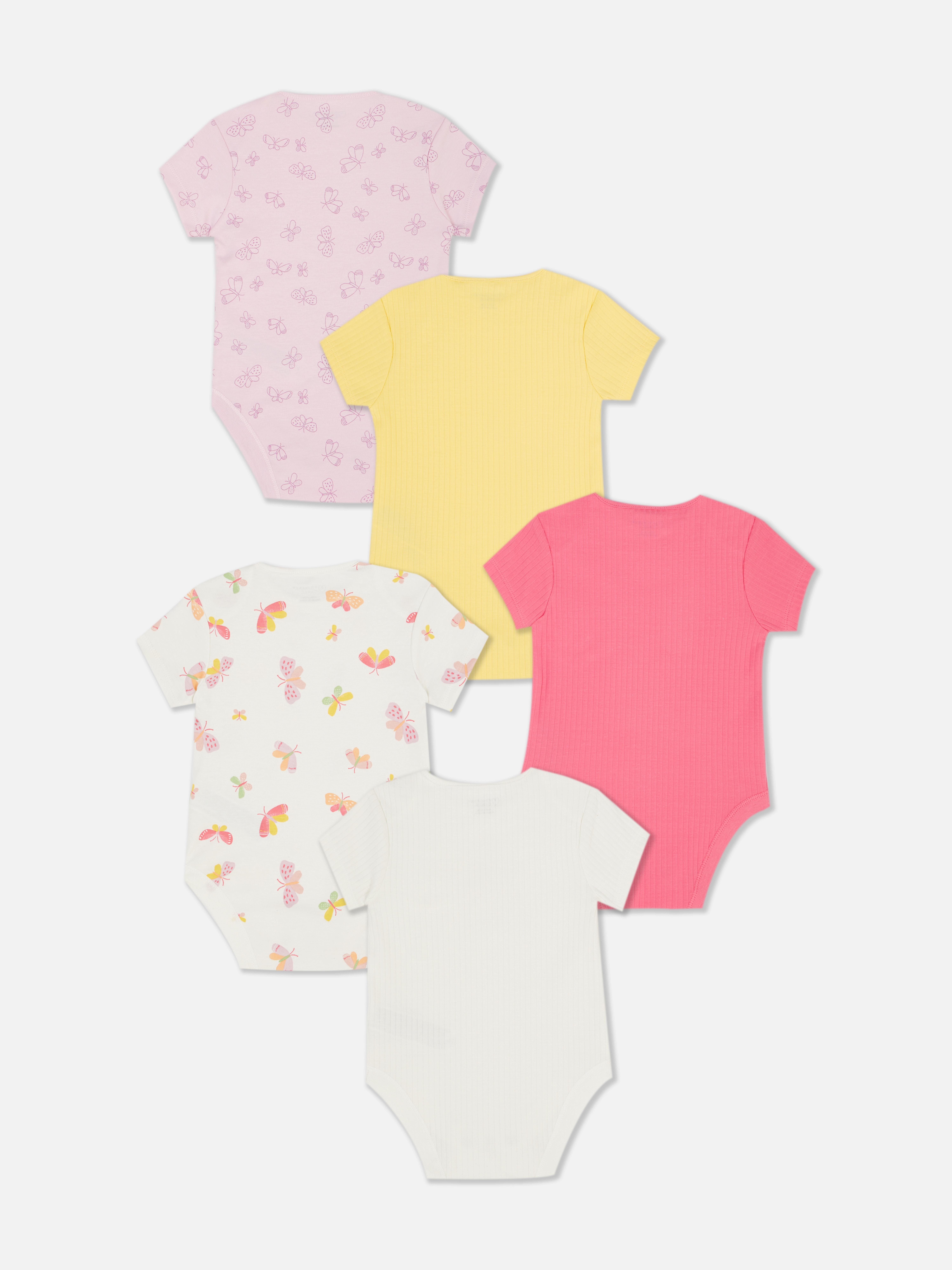 Rompers met korte mouw en vlinderprint, set van 5