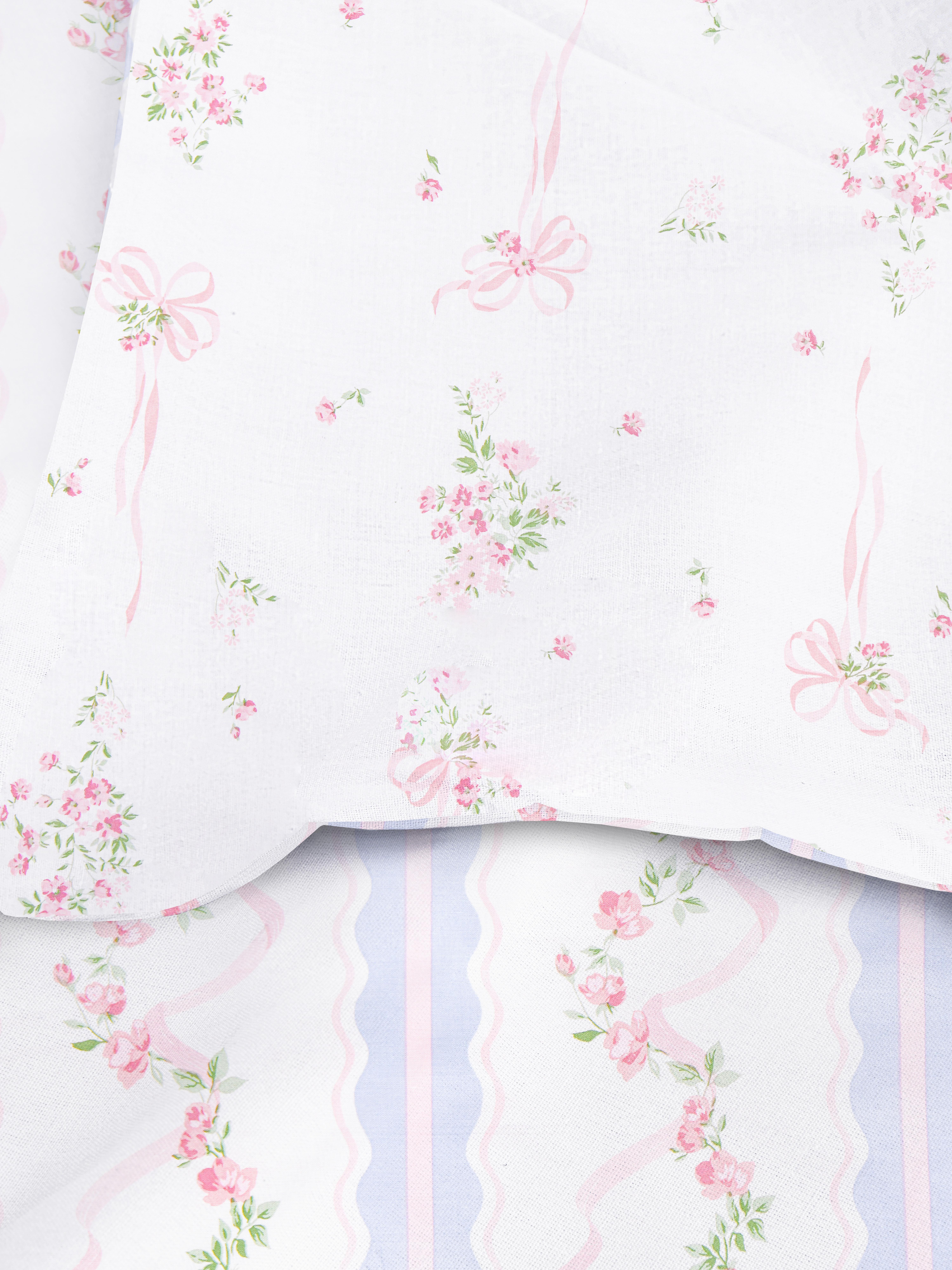 Reversible Floral Ribbon Double Duvet Cover Set