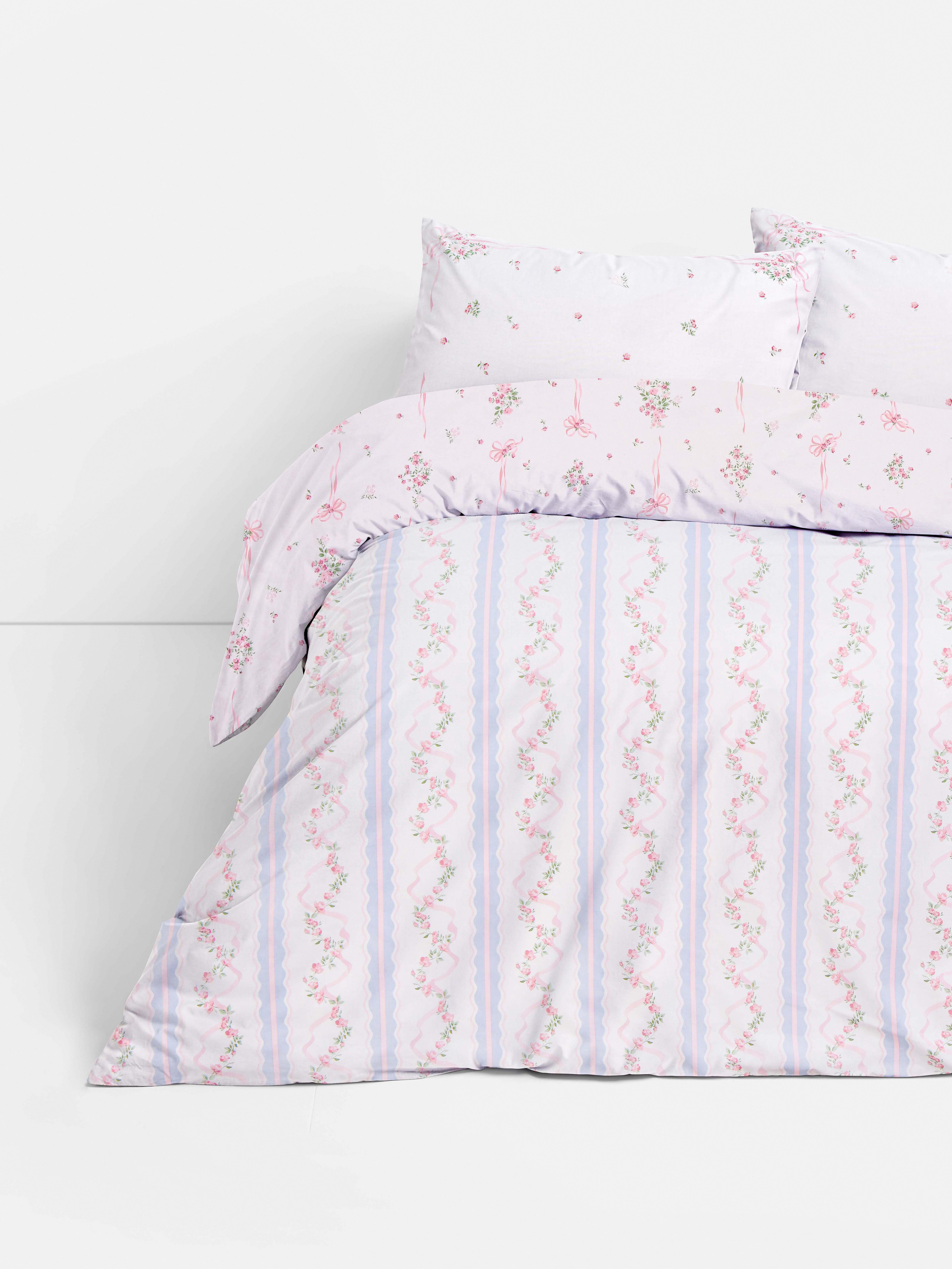 Set copripiumone matrimoniale reversibile floreale