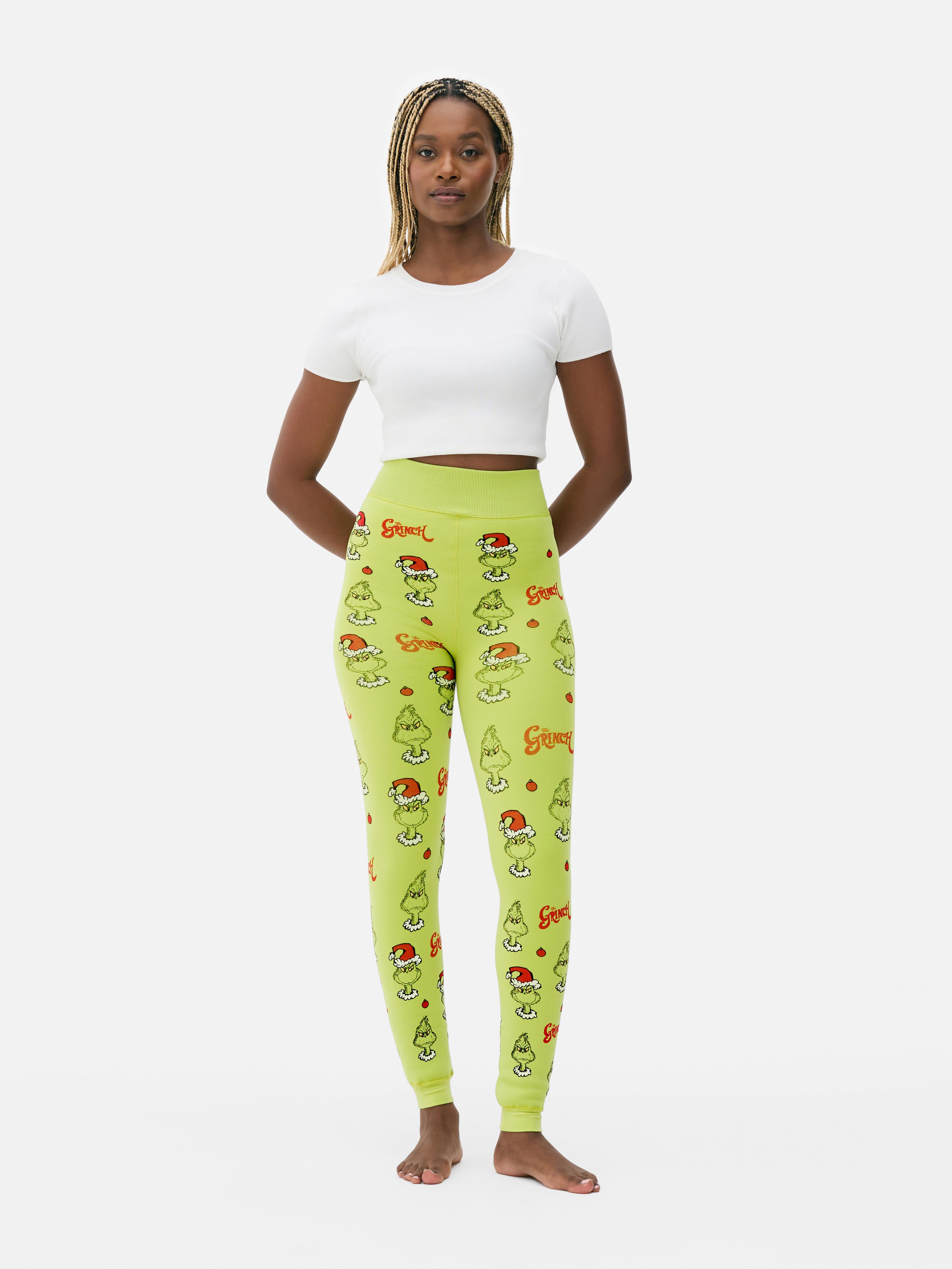 Women s Green The Grinch Plush Lined Leggings Penneys