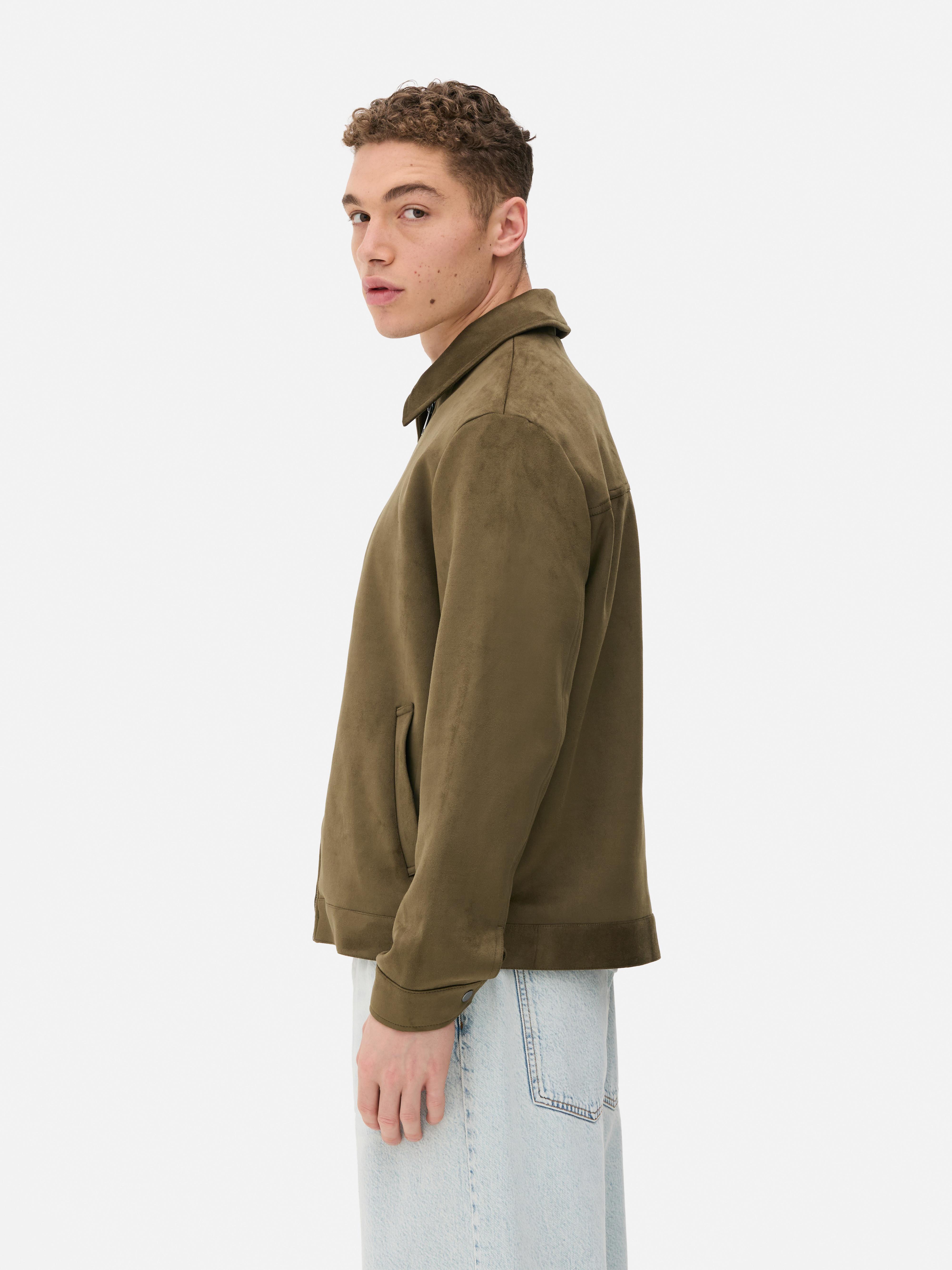 Men's Khaki Faux Suede Collared Jacket | Penneys