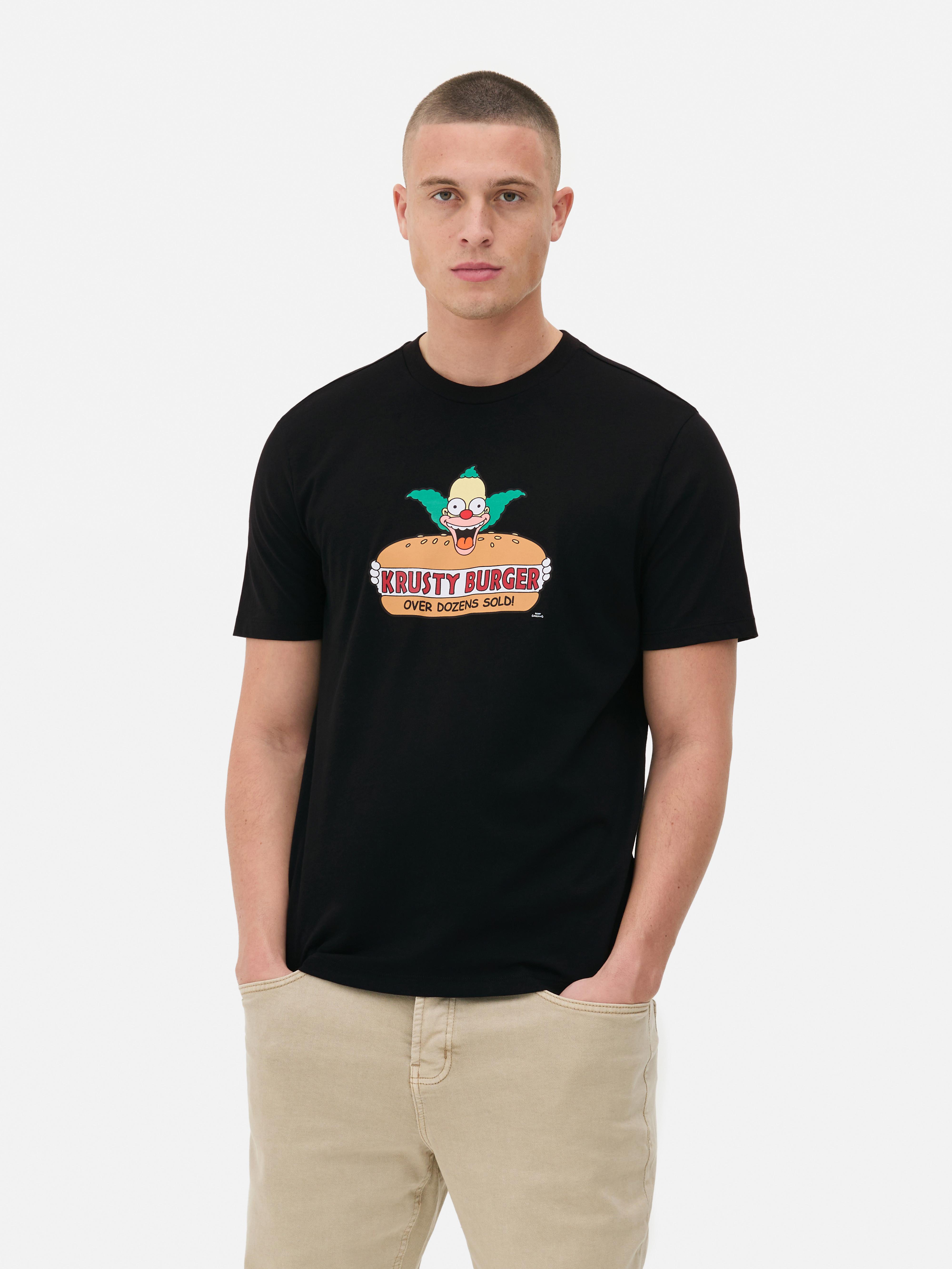 Men s Black The Simpsons Krusty Burger T Shirt Primark