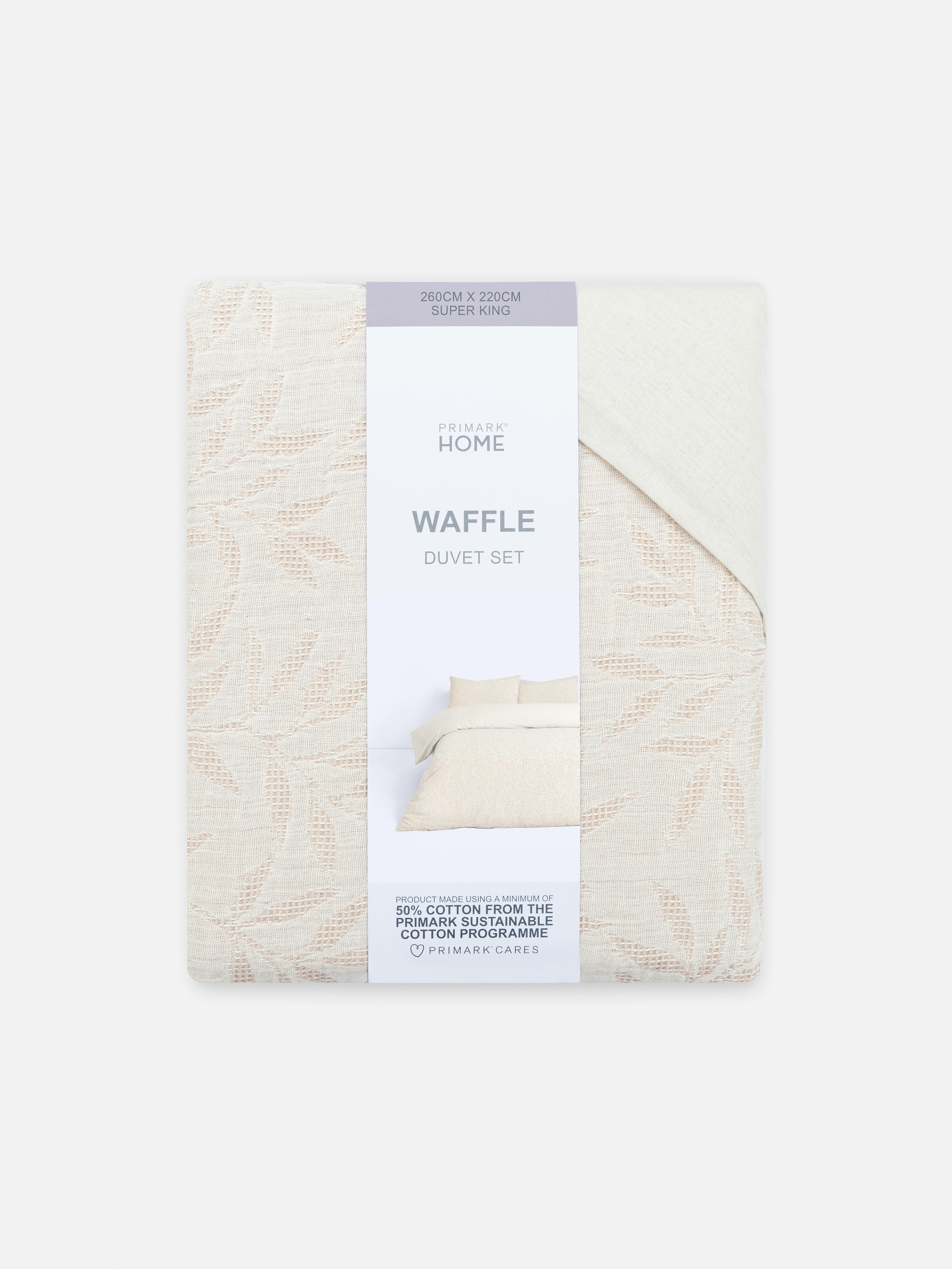 Bettwäscheset mit Waffel- und Blattmuster, Super-Kingsize