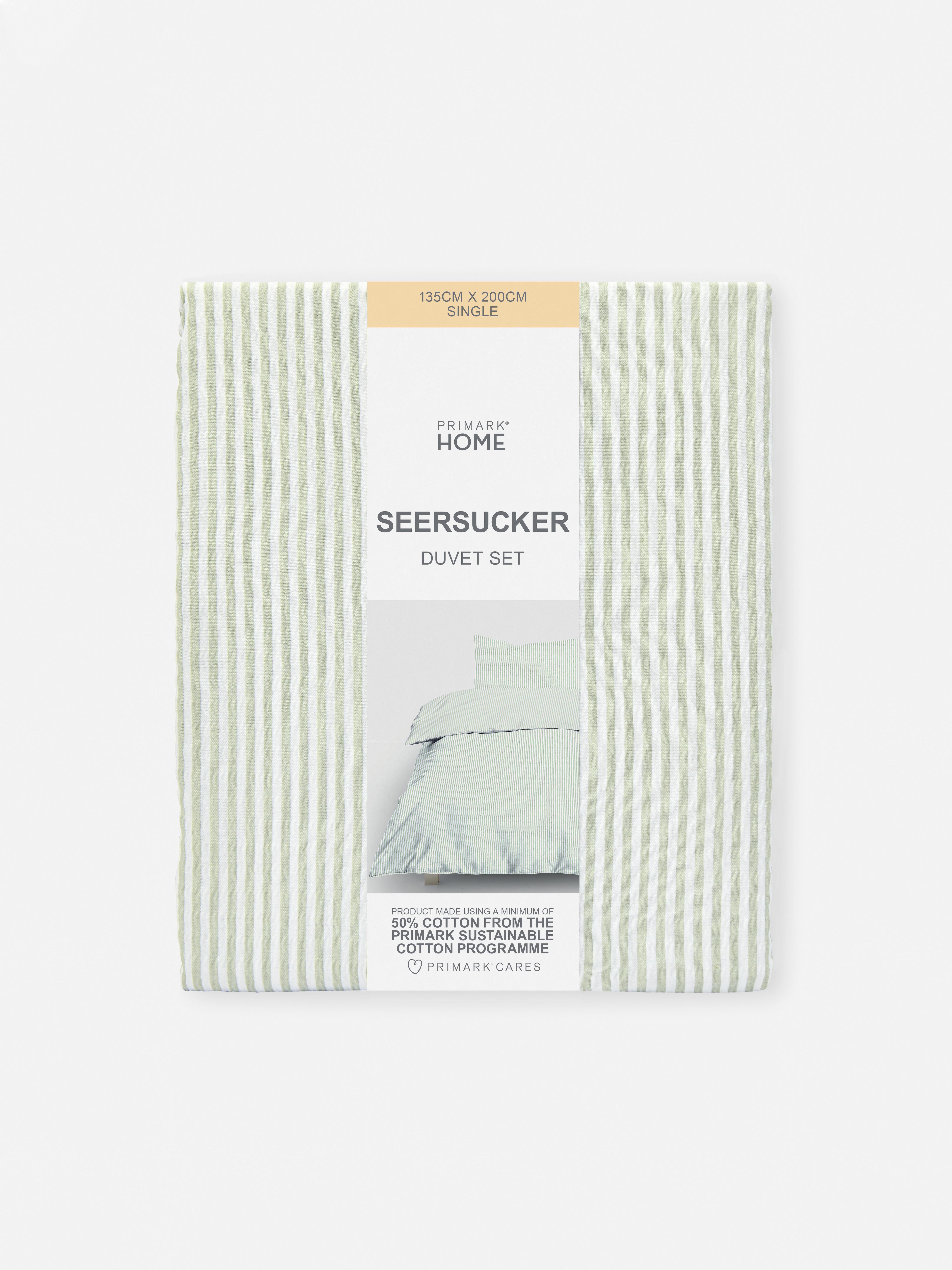 Stripe Seersucker Single Duvet Cover Set