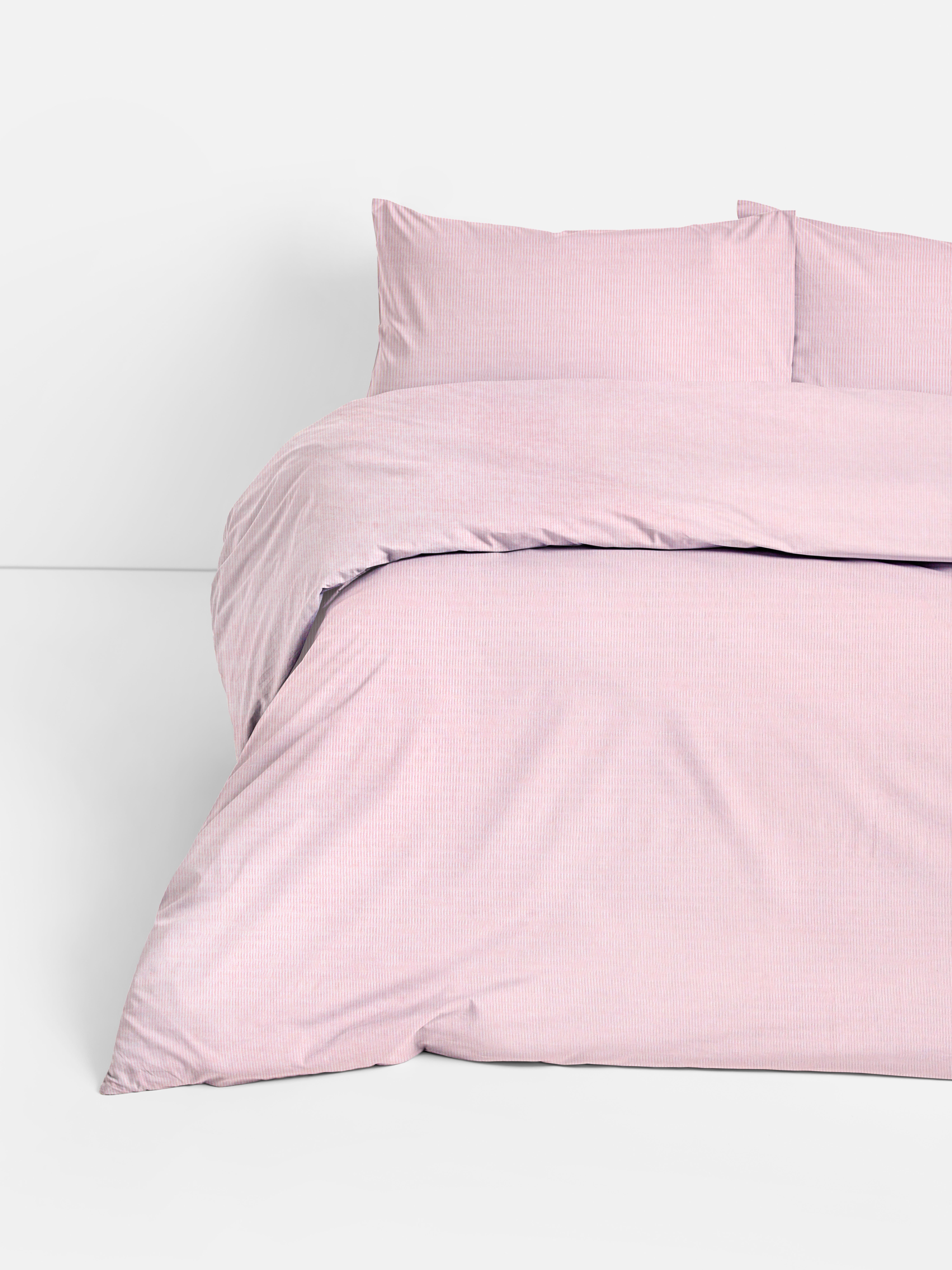 Gestreiftes Bettwäscheset aus Seersucker, Super-Kingsize