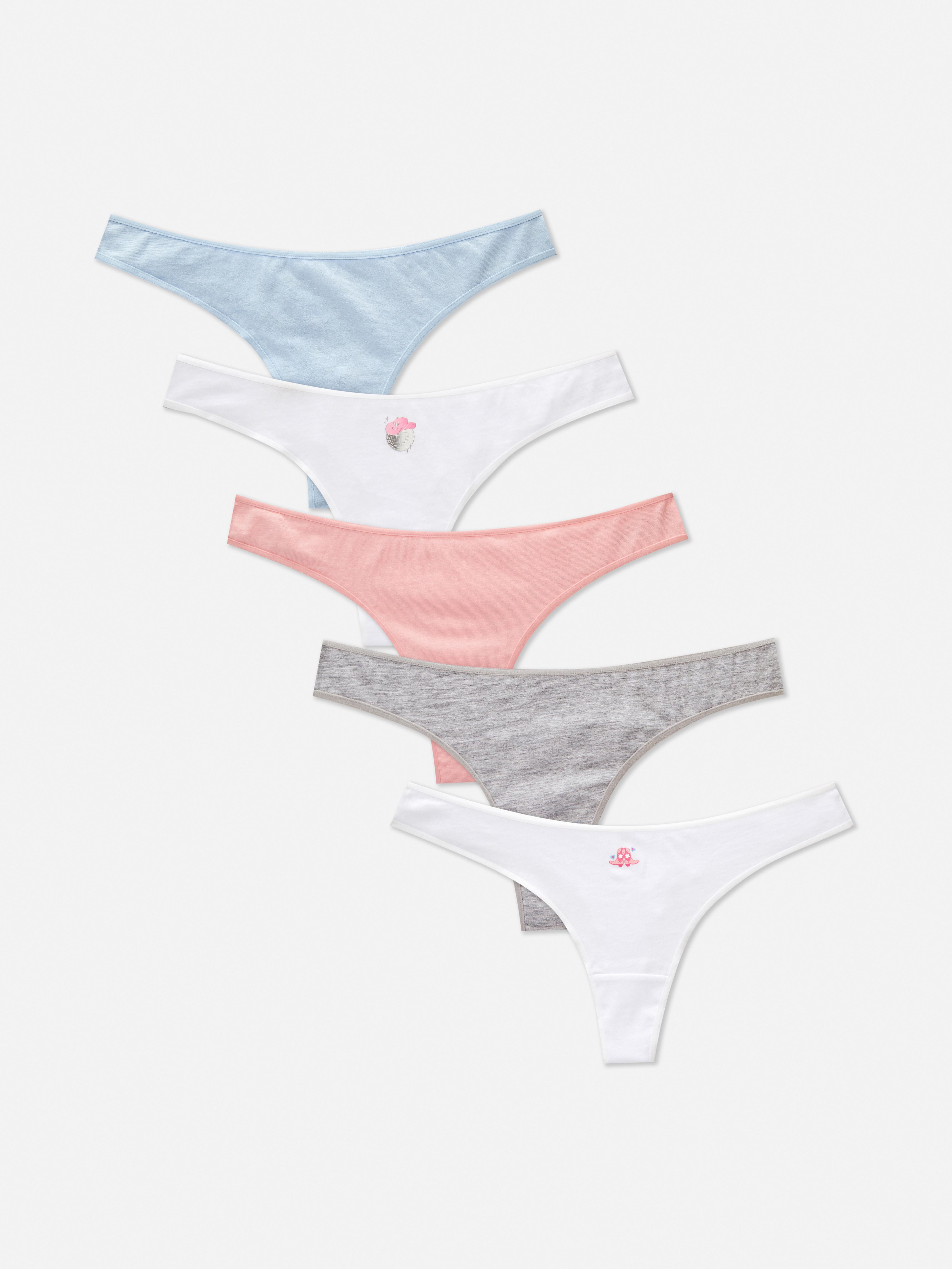 5pk Cotton Rich Thongs Pink