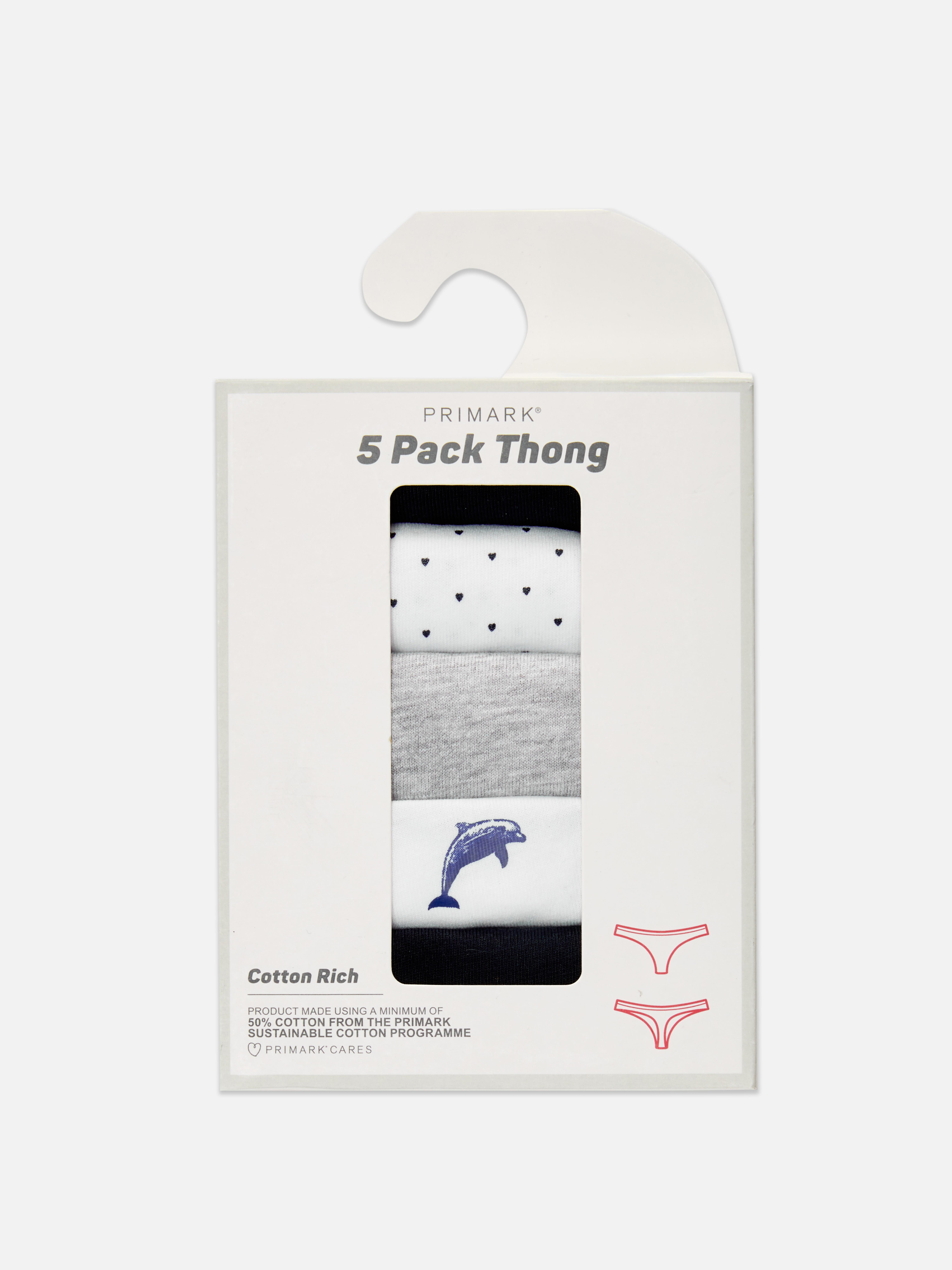 Lot de 5 strings en coton majoritaire - Bleu marine - Femme | Primark