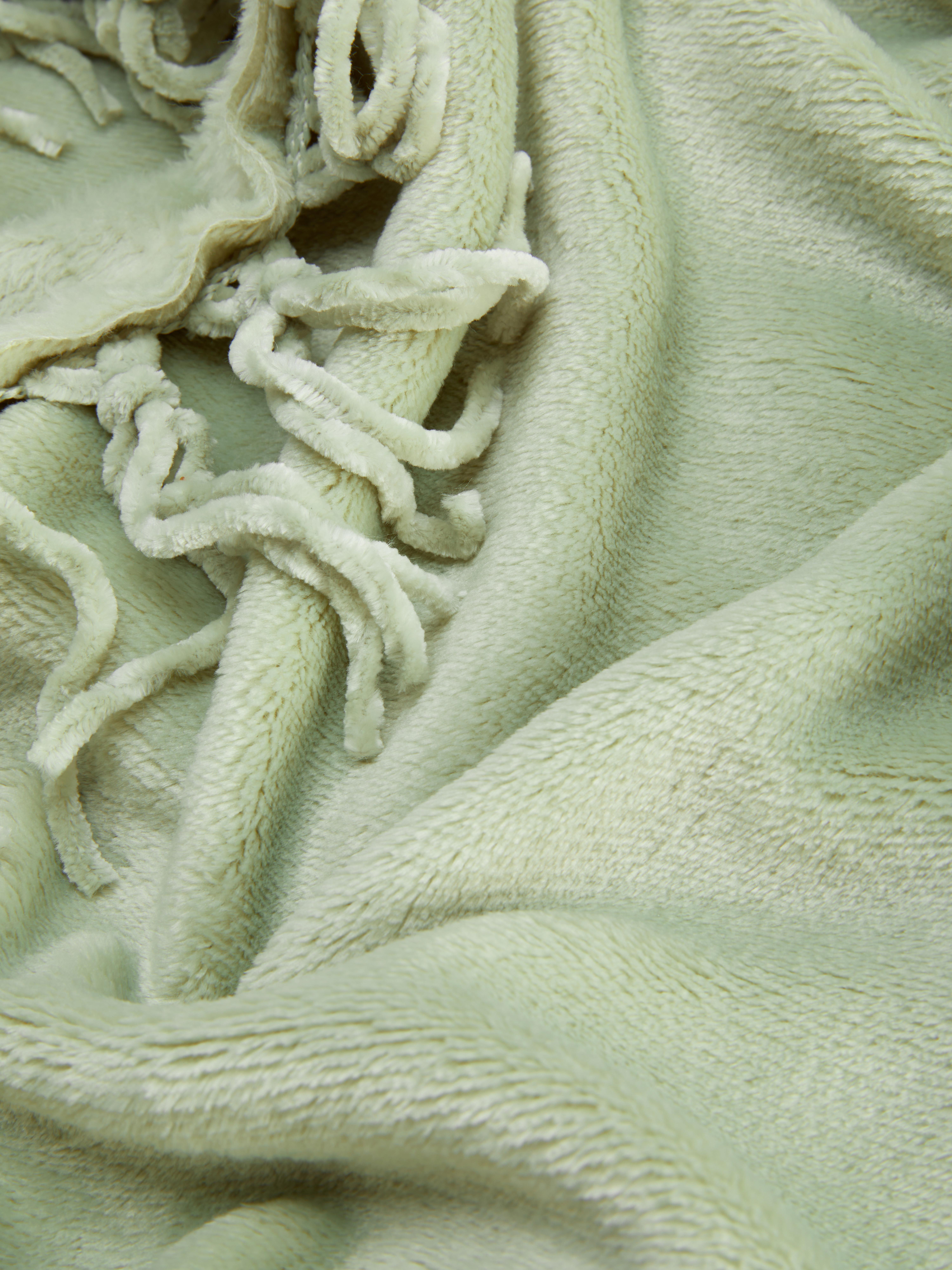 Tassel Trim Large Plush Throw