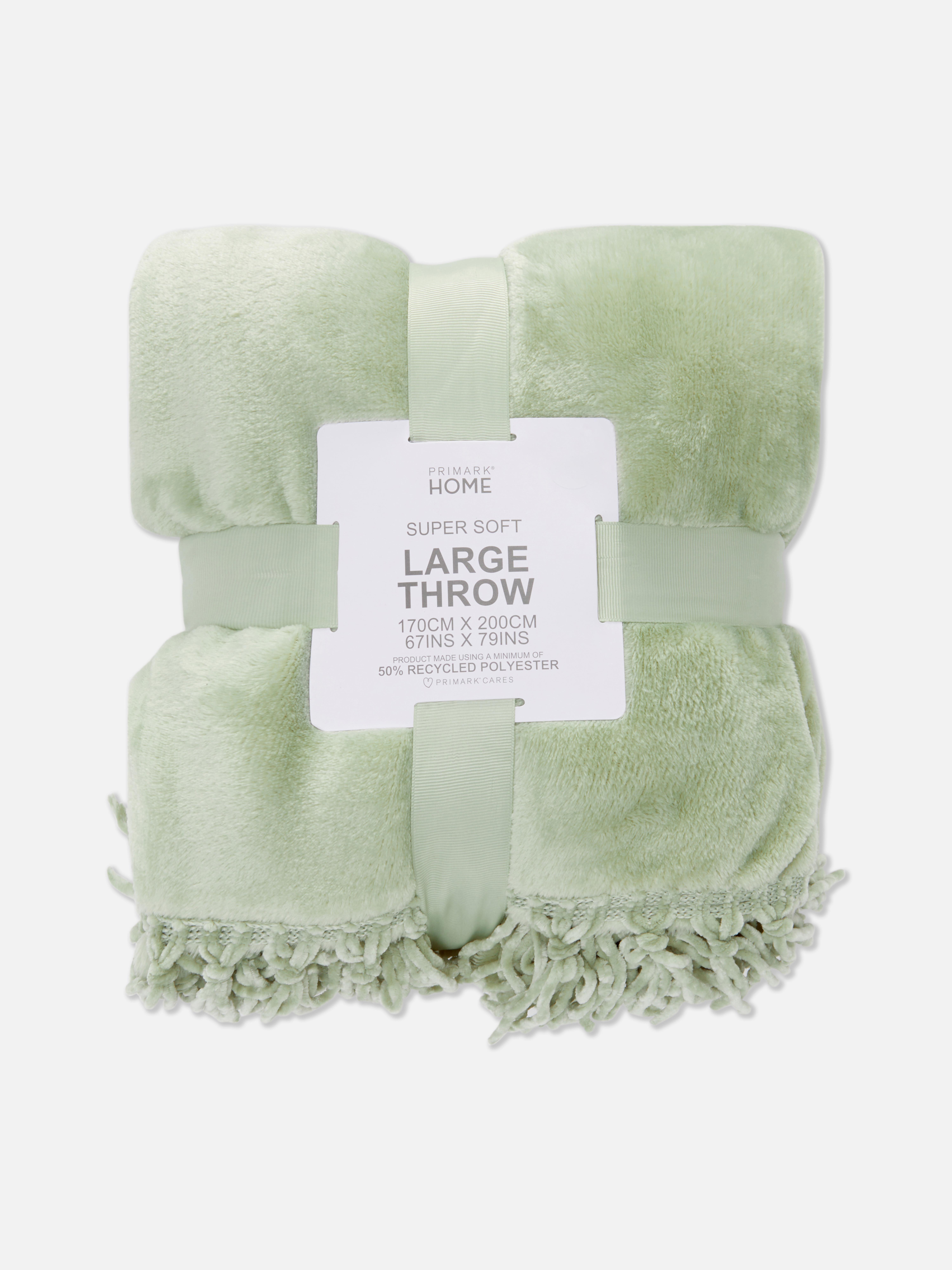 Tassel Trim Large Plush Throw