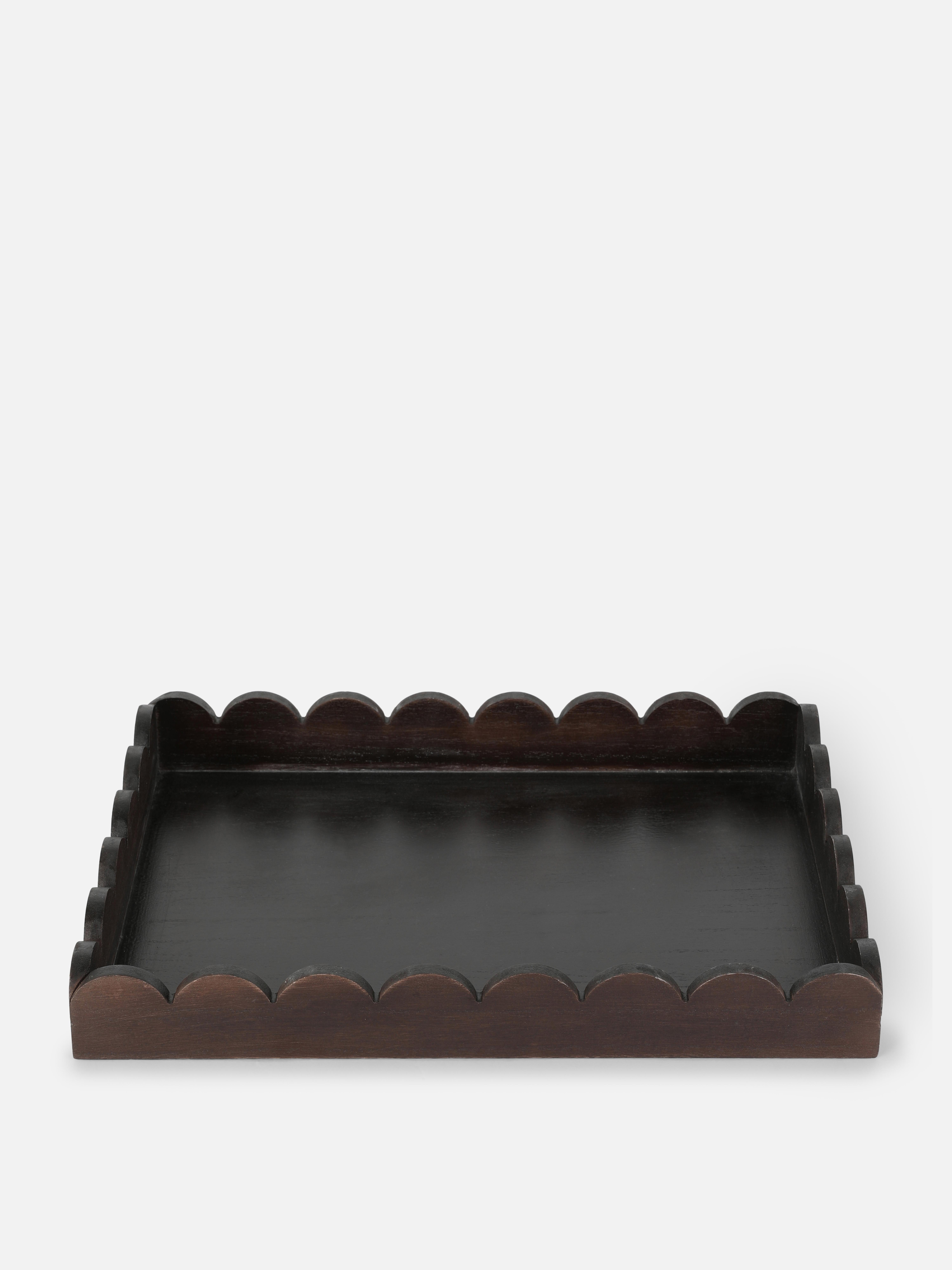 Large Scalloped Wooden Tray