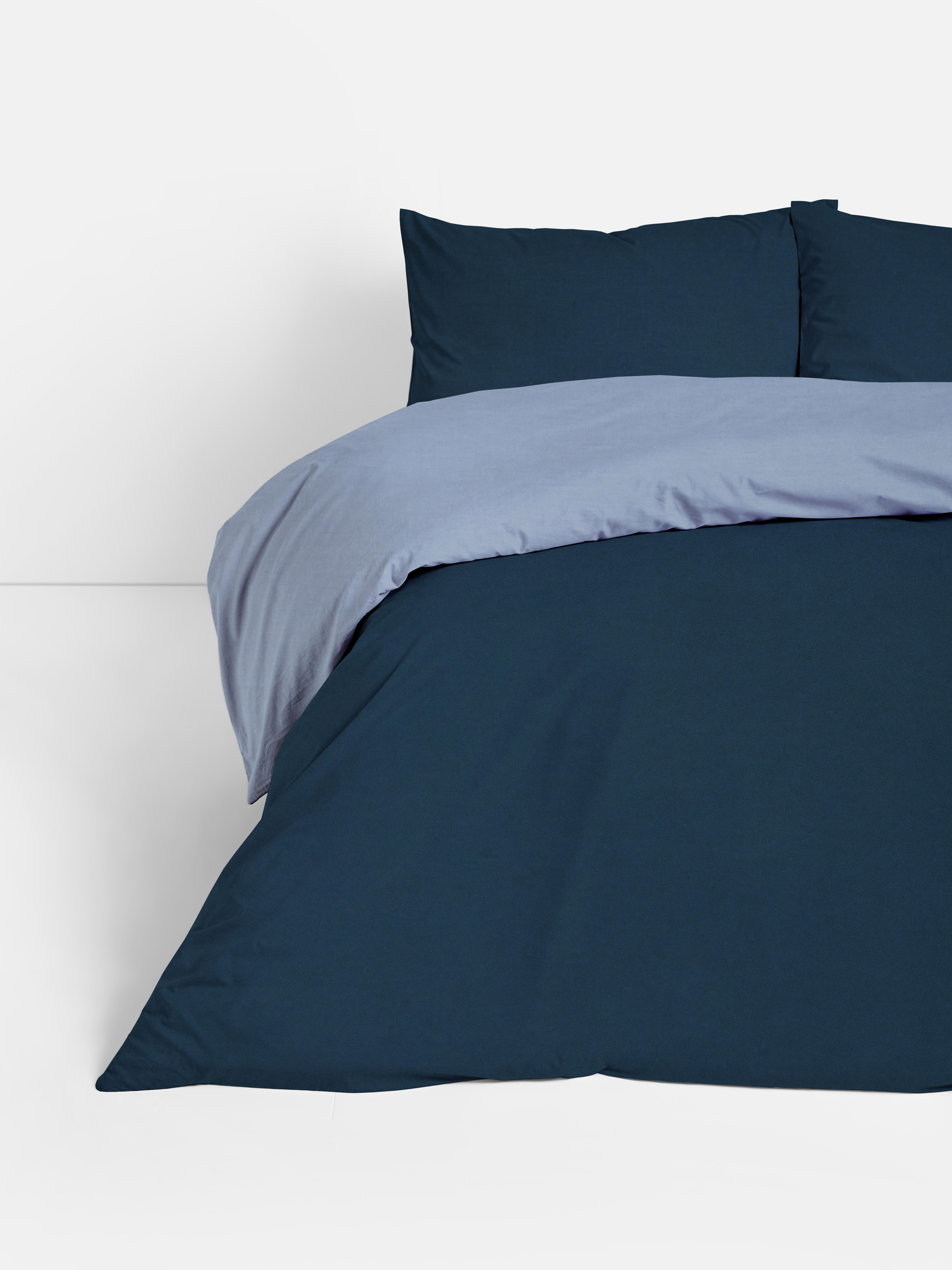 Reversible Double Duvet Cover Set Navy