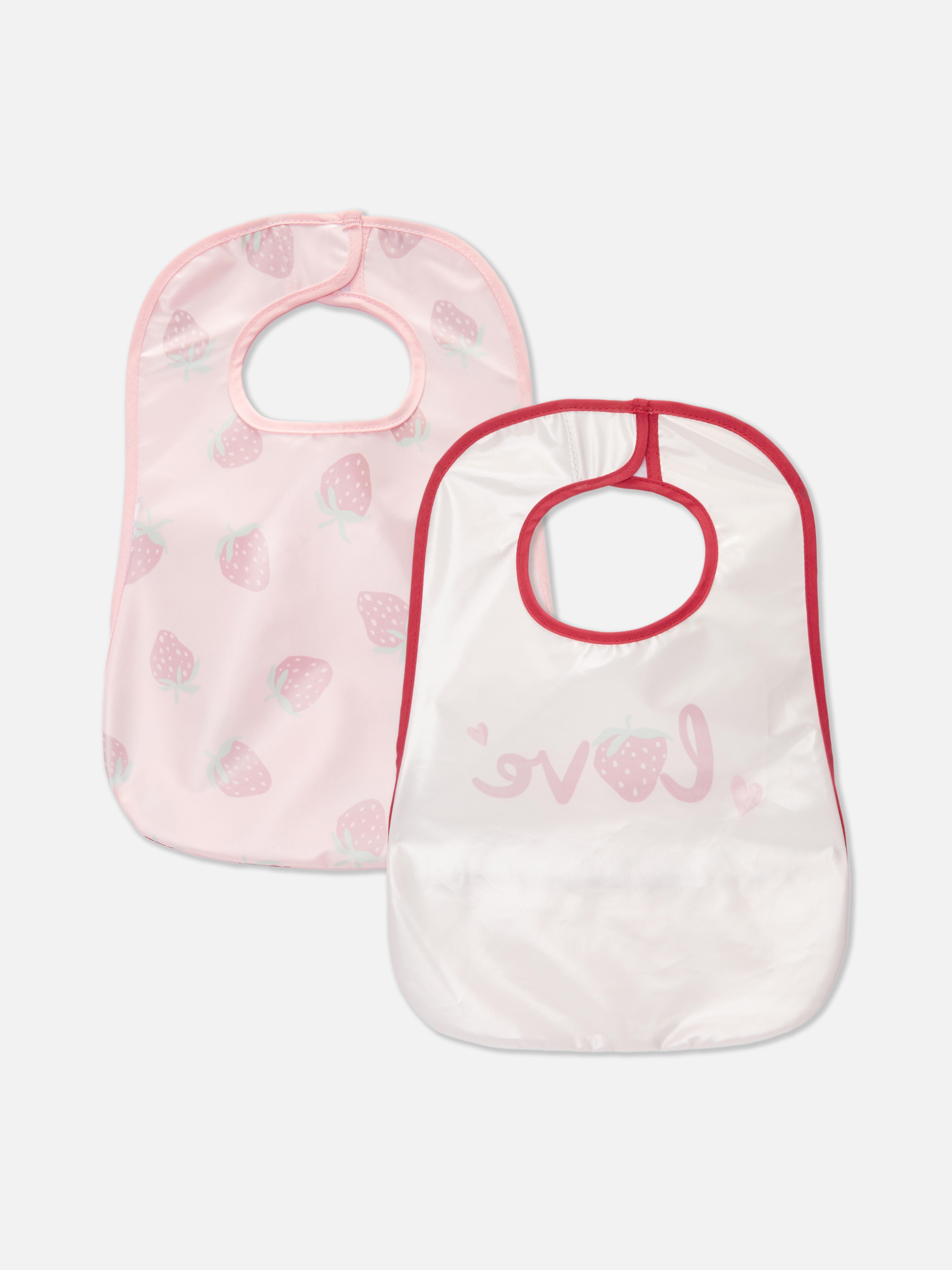 Pack de 2 baberos con fresas para recién nacido