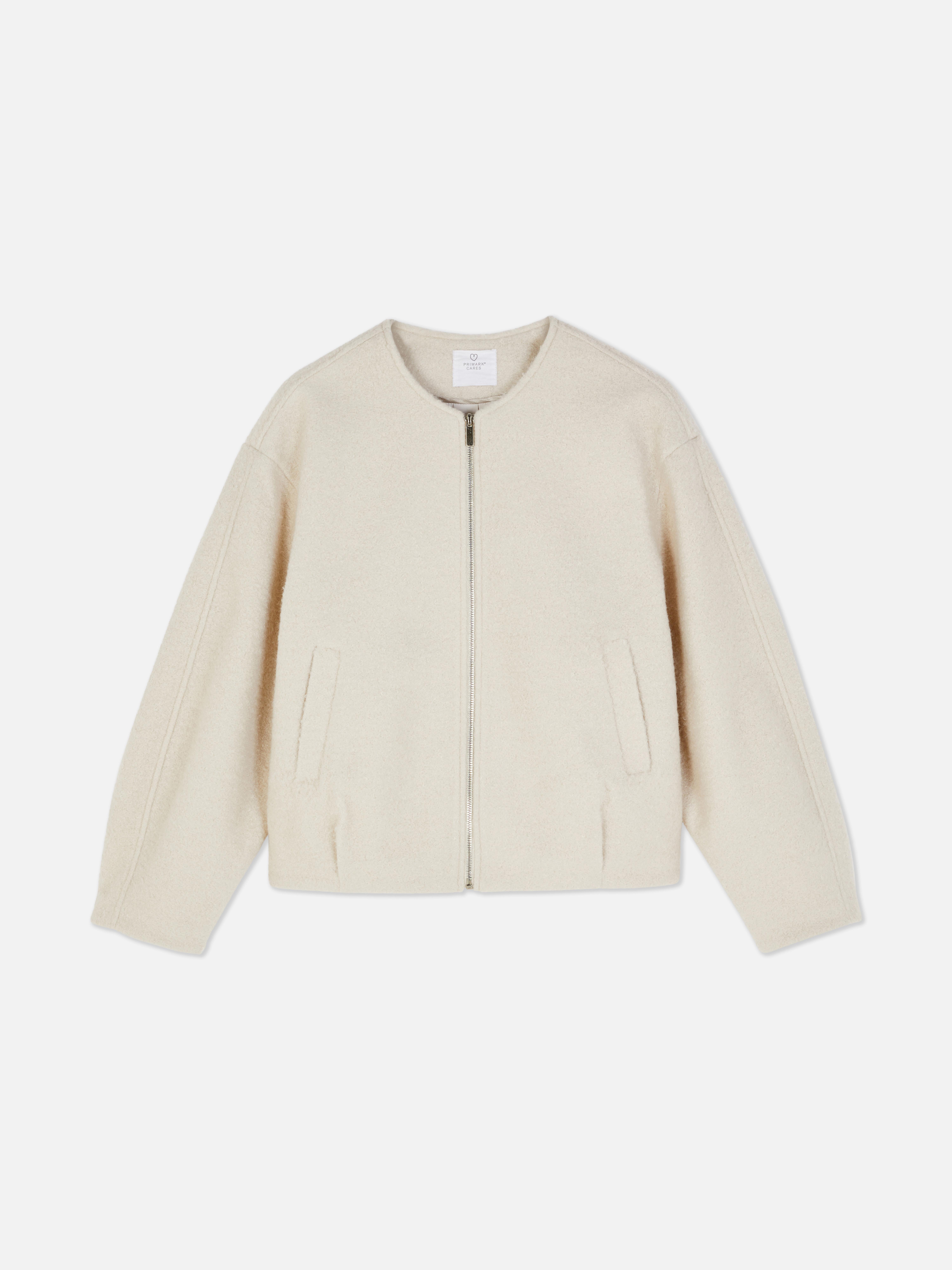 Collarless Textured Jacket