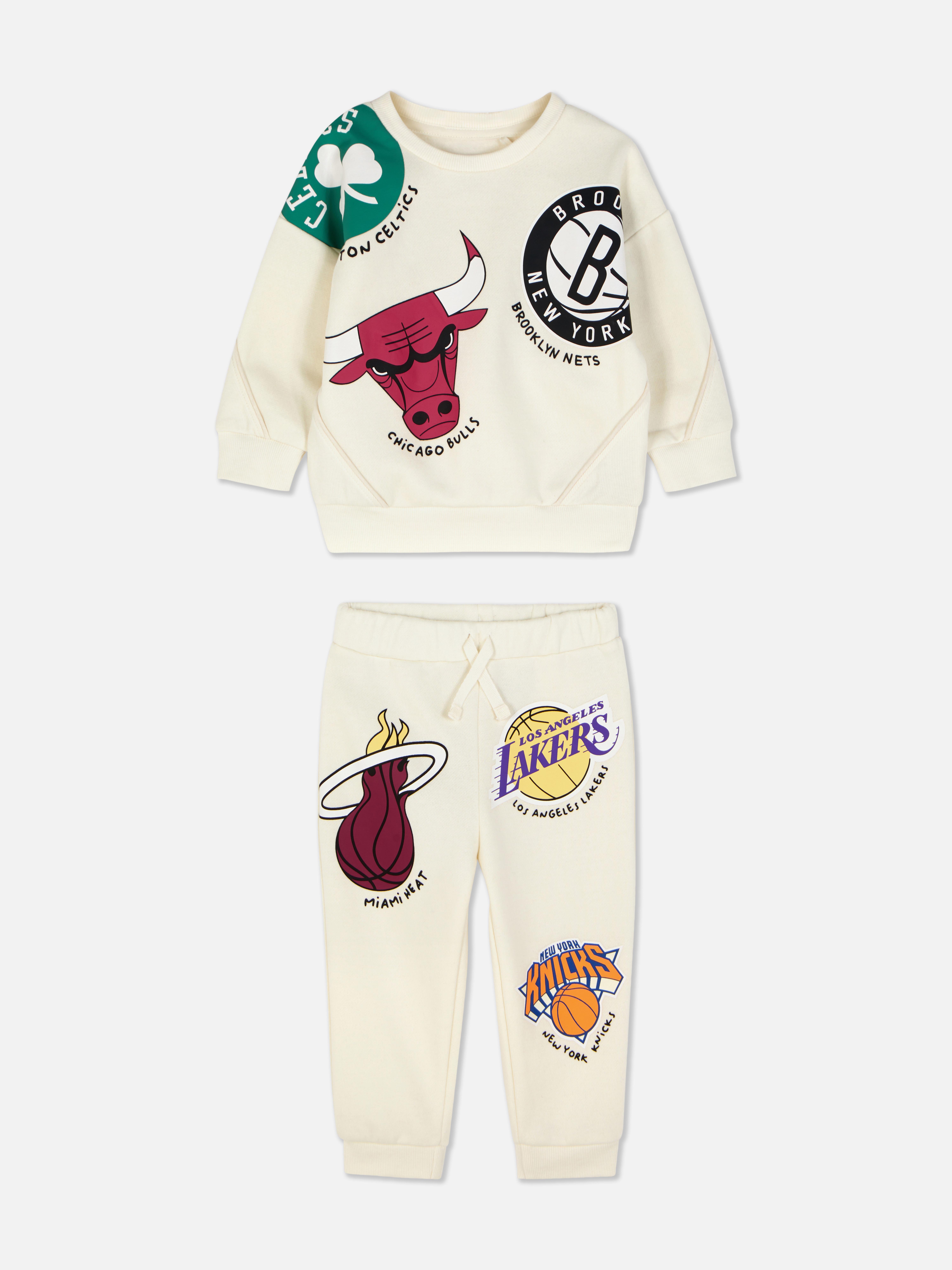 Baby Boys Ivory NBA Team Graphic Sweatshirt and Joggers Set
