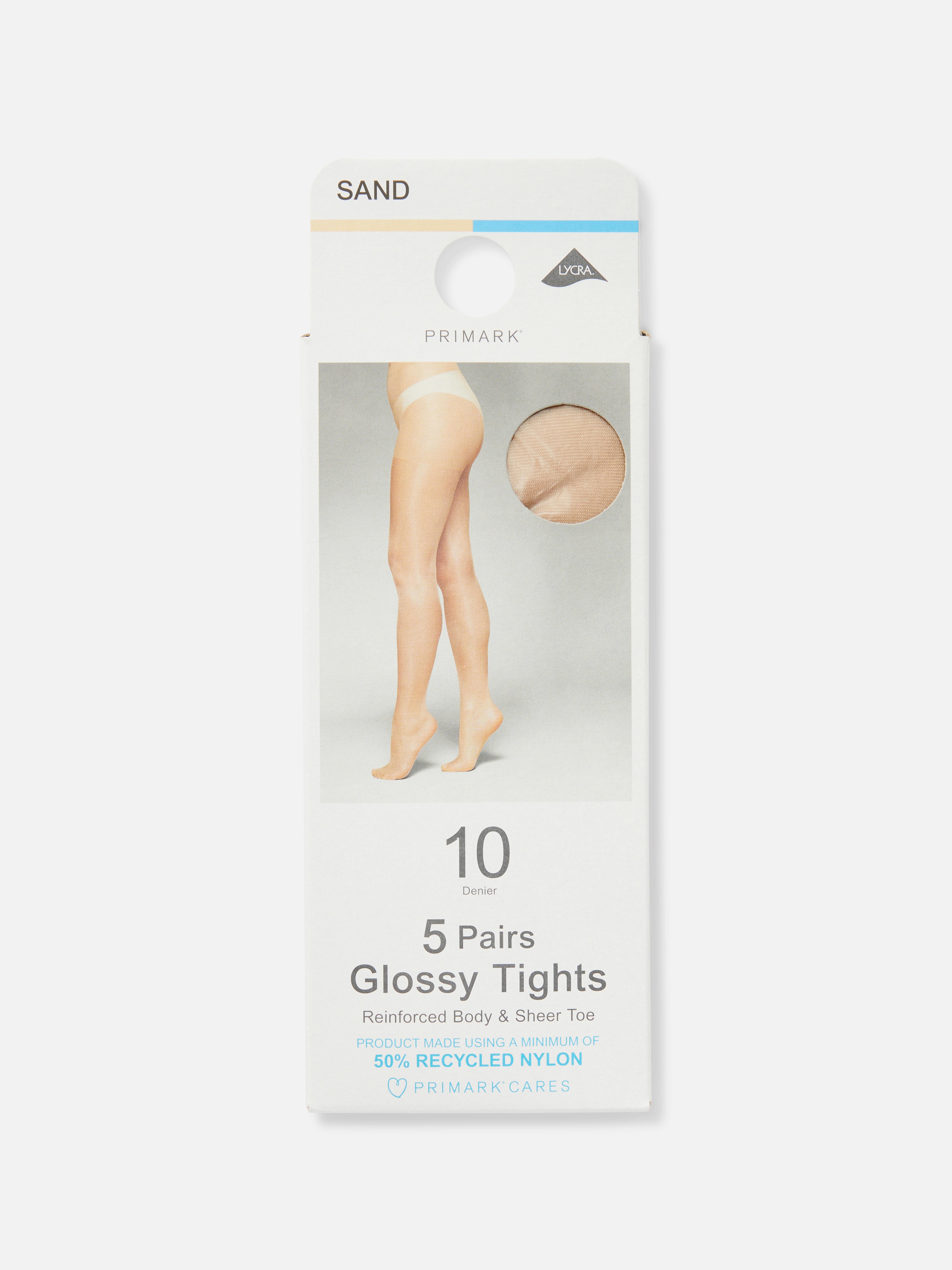 5pk 10 Denier Glossy Tights