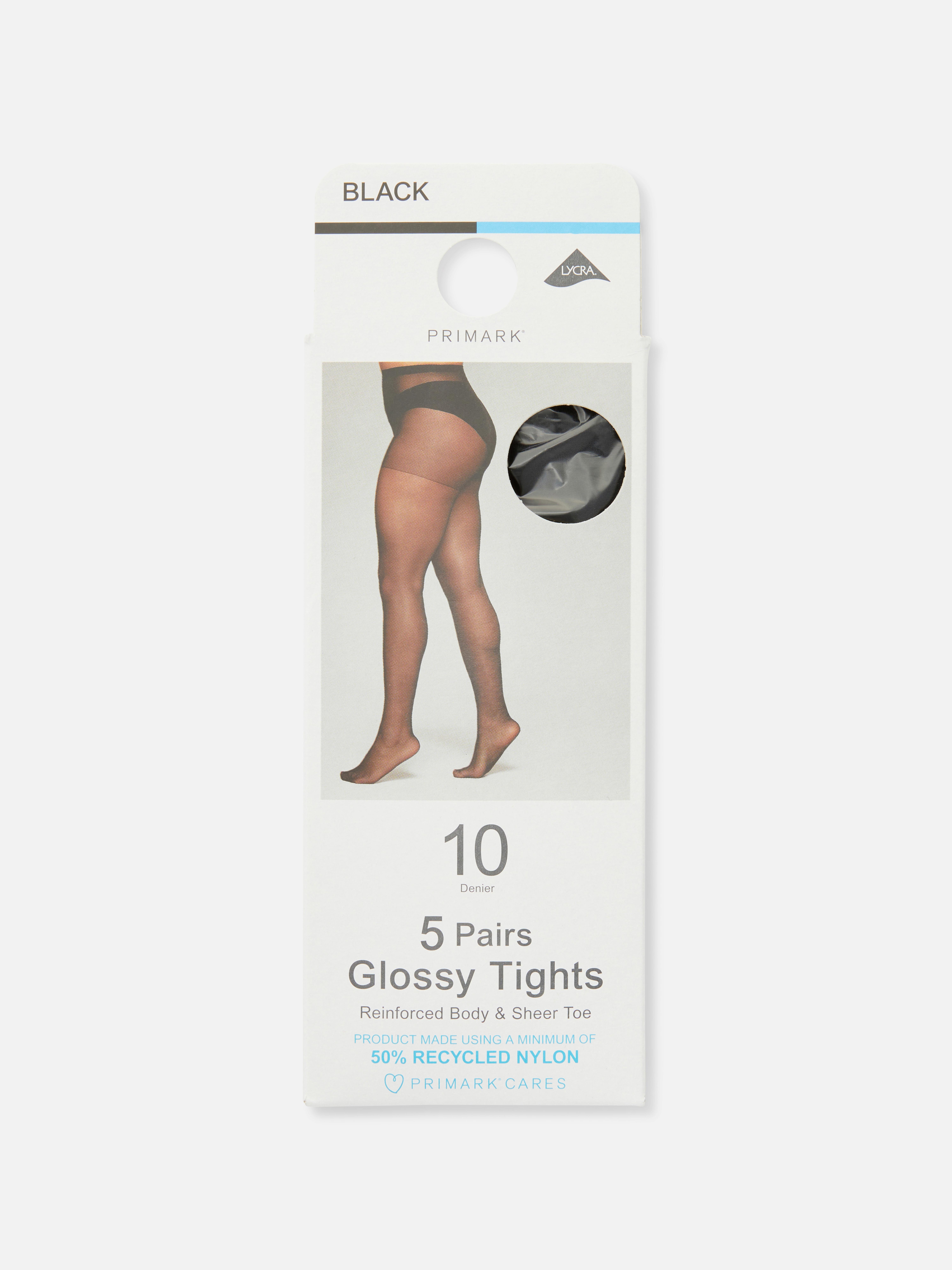 5pk 10 Denier Glossy Tights