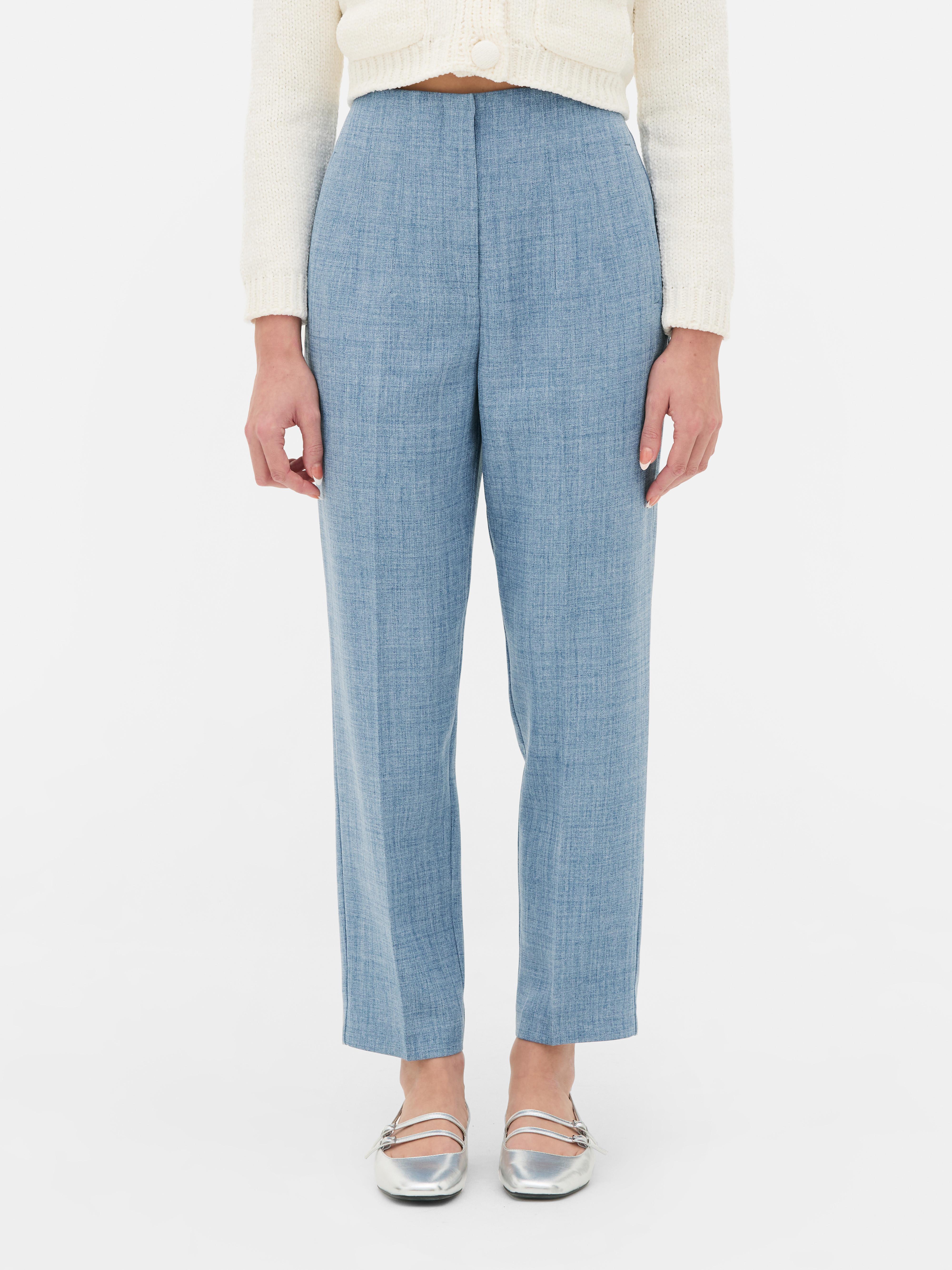 Pantalon taille haute à surpiqûres