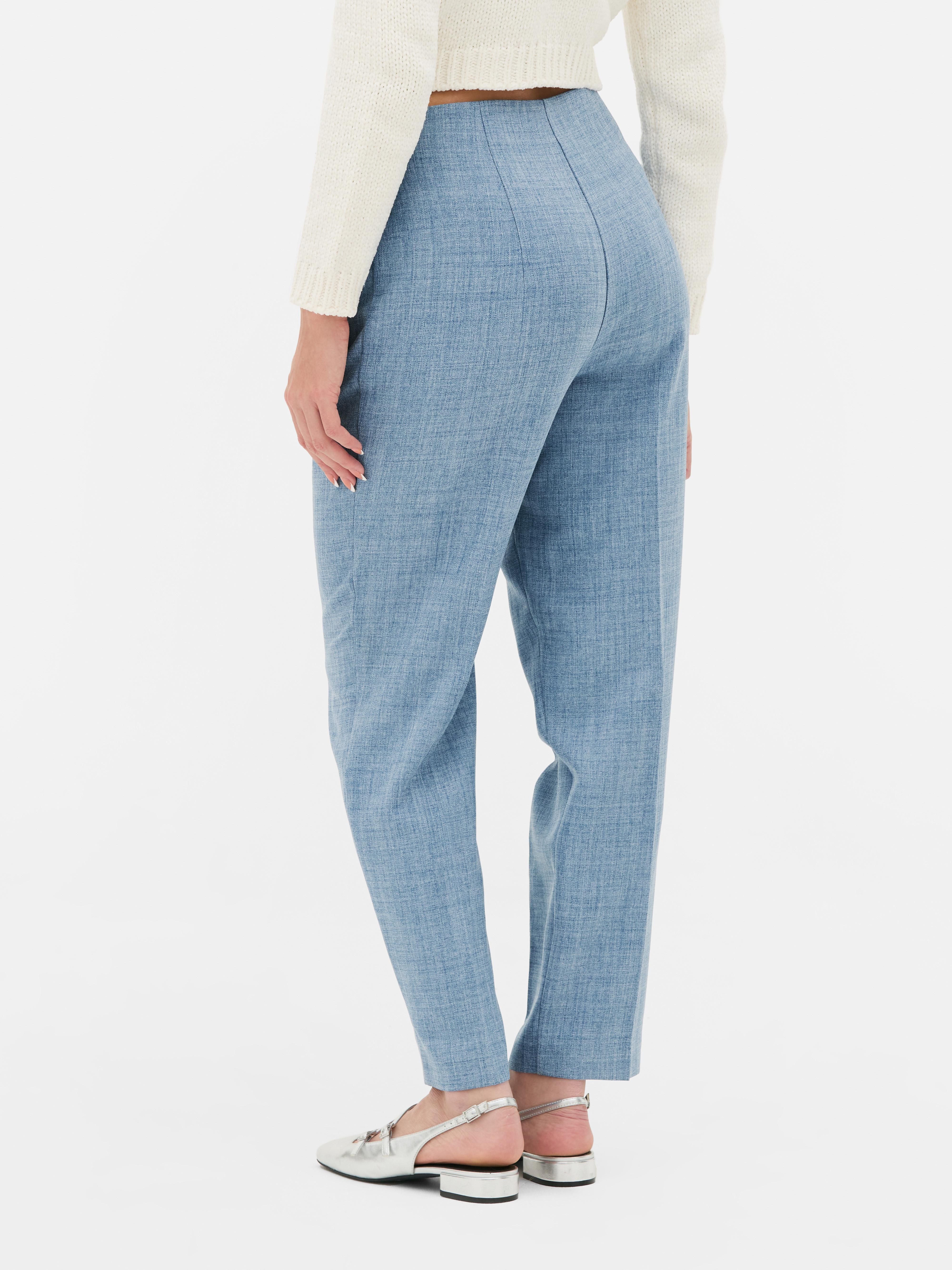 Pantalon taille haute à surpiqûres