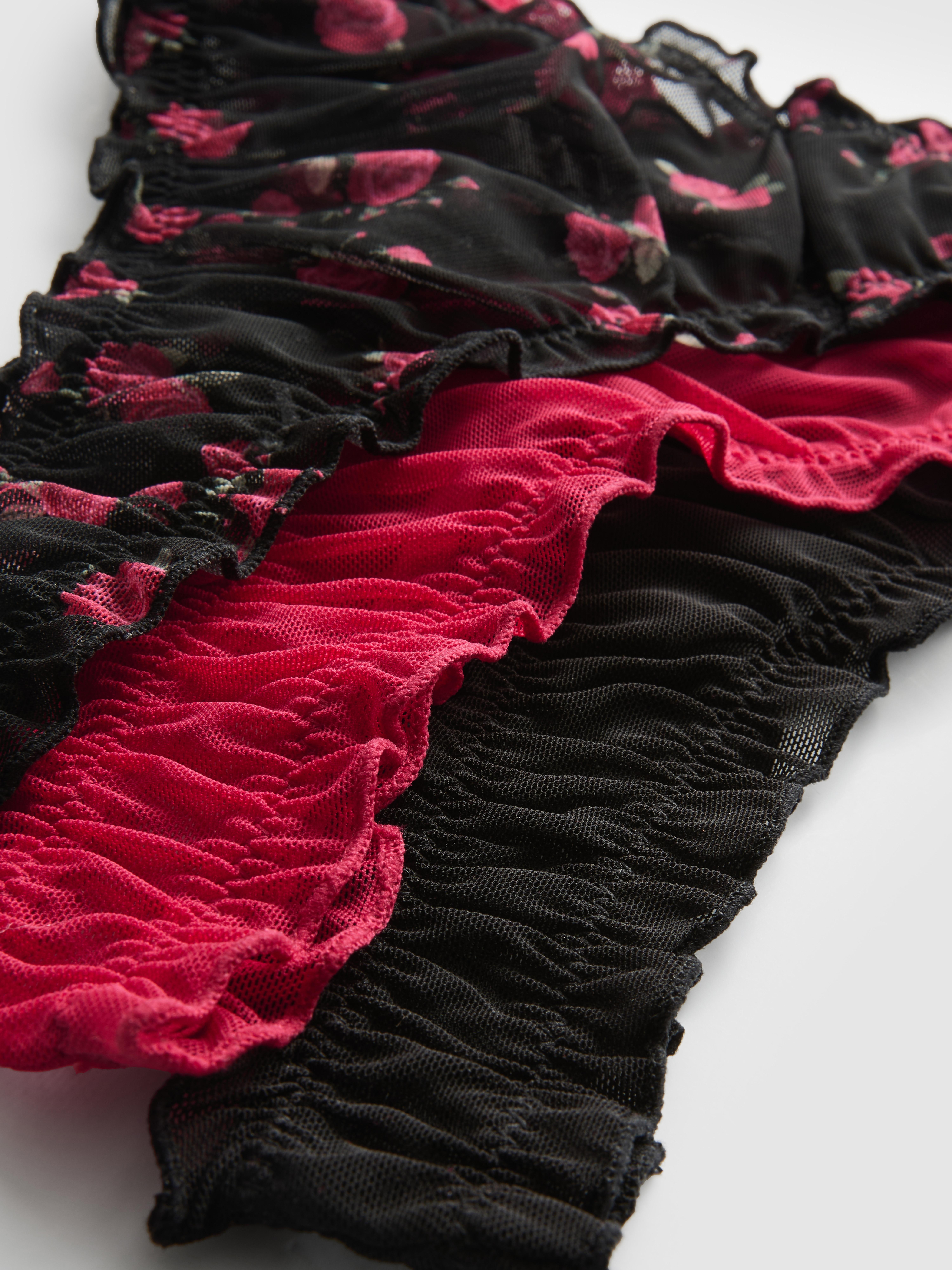 3pk Ruffle Mesh Thong